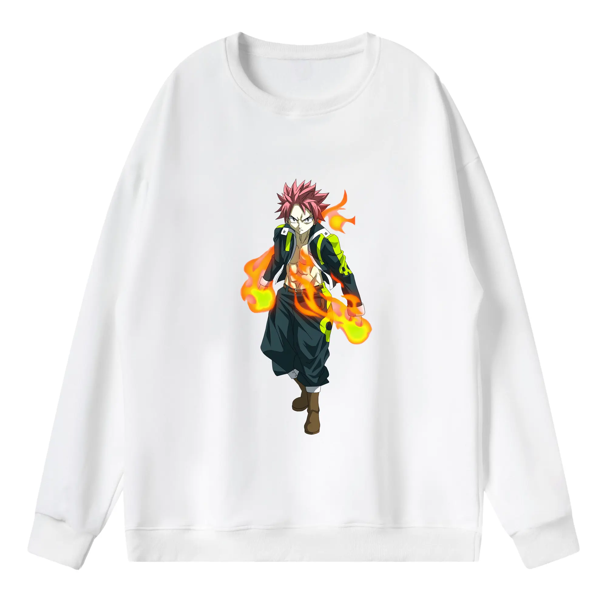 フェアリーテイル グッズ ナツ・ドラグニル - 薄手 クルーネック スウェット 裏毛260g · ポリエステル 春秋向け カジュアル 男女兼用 · トレーナー デイリー スポーツ 散歩に最適