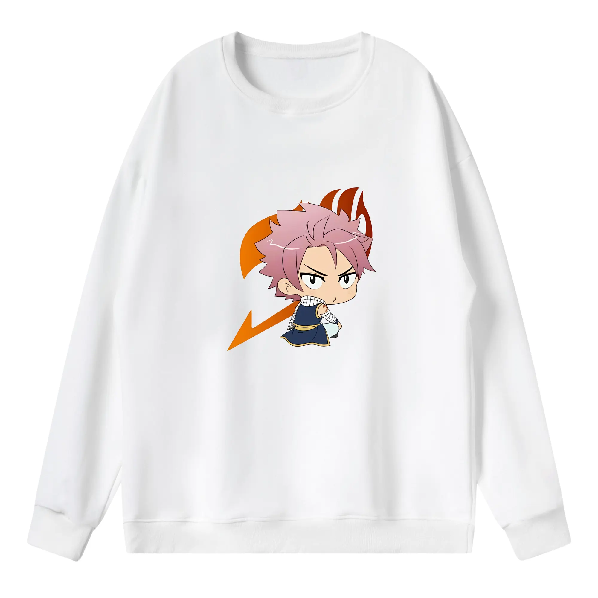 フェアリーテイル グッズ ナツ・ドラグニル - 薄手 クルーネック スウェット 裏毛260g · ポリエステル 春秋向け カジュアル 男女兼用 · トレーナー デイリー スポーツ 散歩に最適