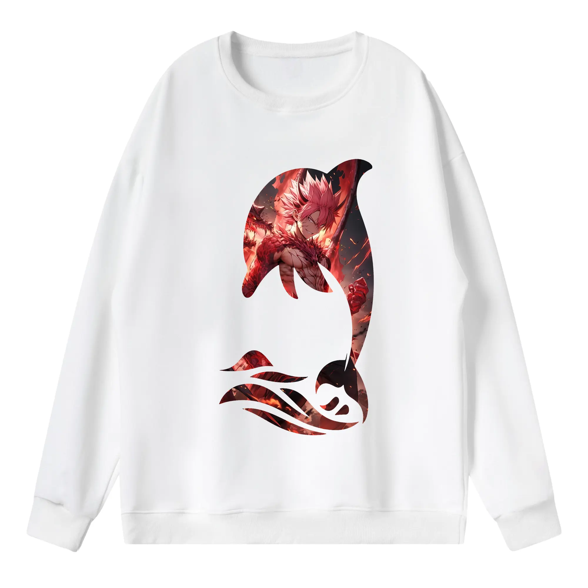 フェアリーテイル グッズ ナツ・ドラグニル - 薄手 クルーネック スウェット 裏毛260g · ポリエステル 春秋向け カジュアル 男女兼用 · トレーナー デイリー スポーツ 散歩に最適