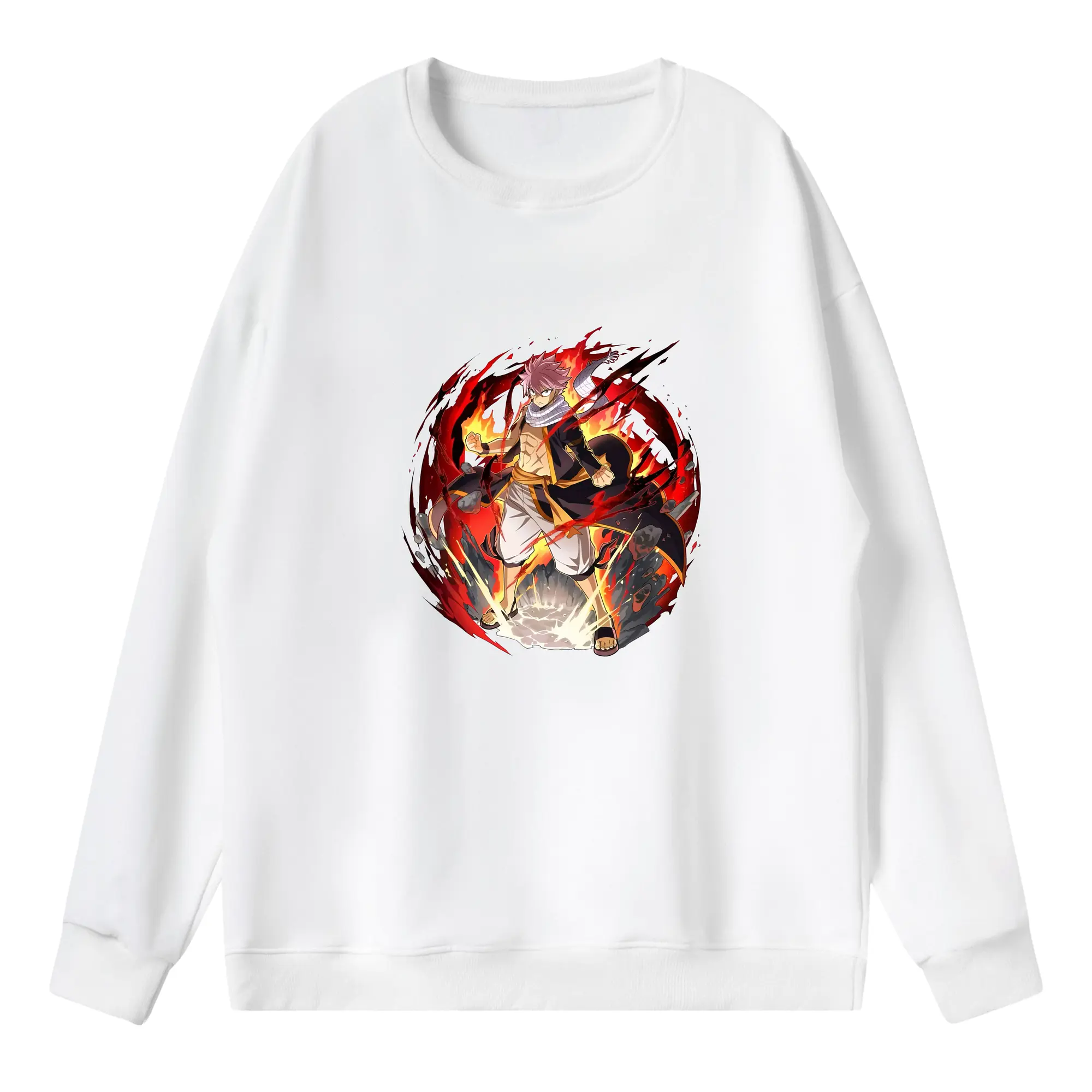 フェアリーテイル グッズ ナツ・ドラグニル - 薄手 クルーネック スウェット 裏毛260g · ポリエステル 春秋向け カジュアル 男女兼用 · トレーナー デイリー スポーツ 散歩に最適