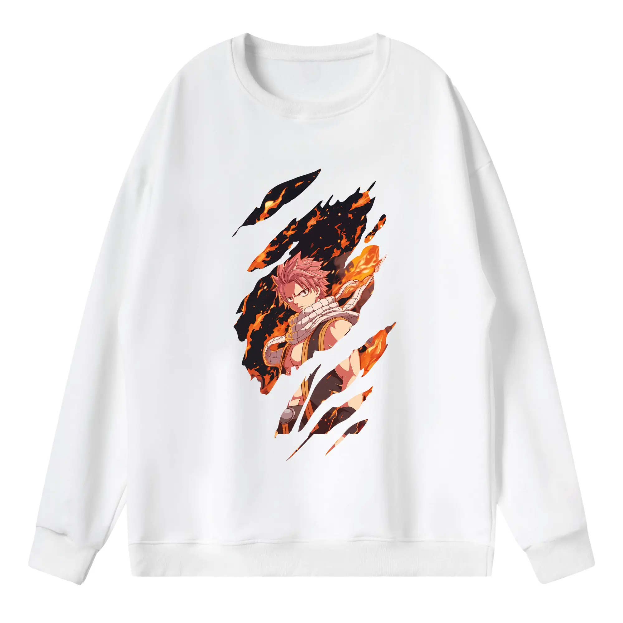 フェアリーテイル グッズ ナツ・ドラグニル - 薄手 クルーネック スウェット 裏毛260g · ポリエステル 春秋向け カジュアル 男女兼用 · トレーナー デイリー スポーツ 散歩に最適