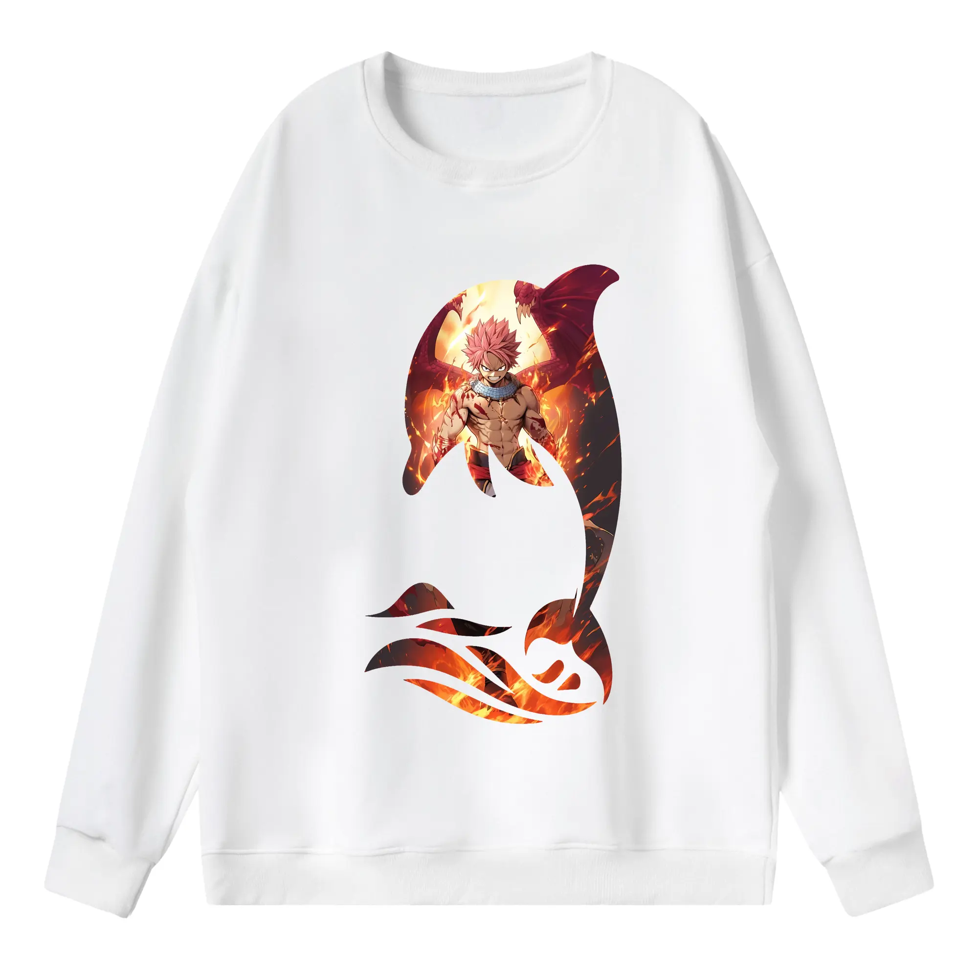 フェアリーテイル グッズ ナツ・ドラグニル - 薄手 クルーネック スウェット 裏毛260g · ポリエステル 春秋向け カジュアル 男女兼用 · トレーナー デイリー スポーツ 散歩に最適