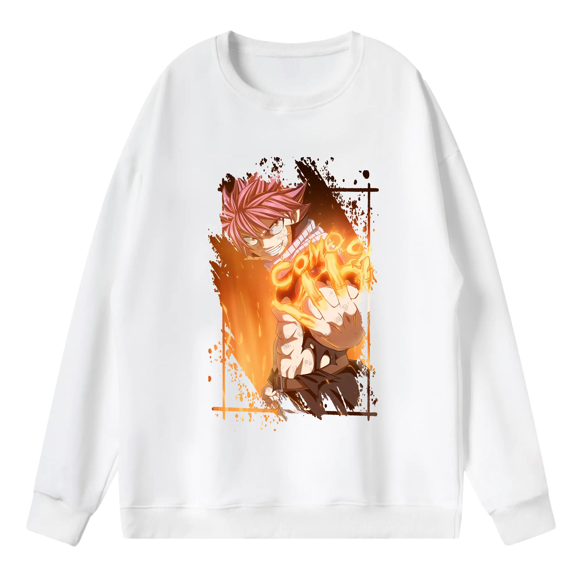 フェアリーテイル グッズ ナツ・ドラグニル - 薄手 クルーネック スウェット 裏毛260g · ポリエステル 春秋向け カジュアル 男女兼用 · トレーナー デイリー スポーツ 散歩に最適