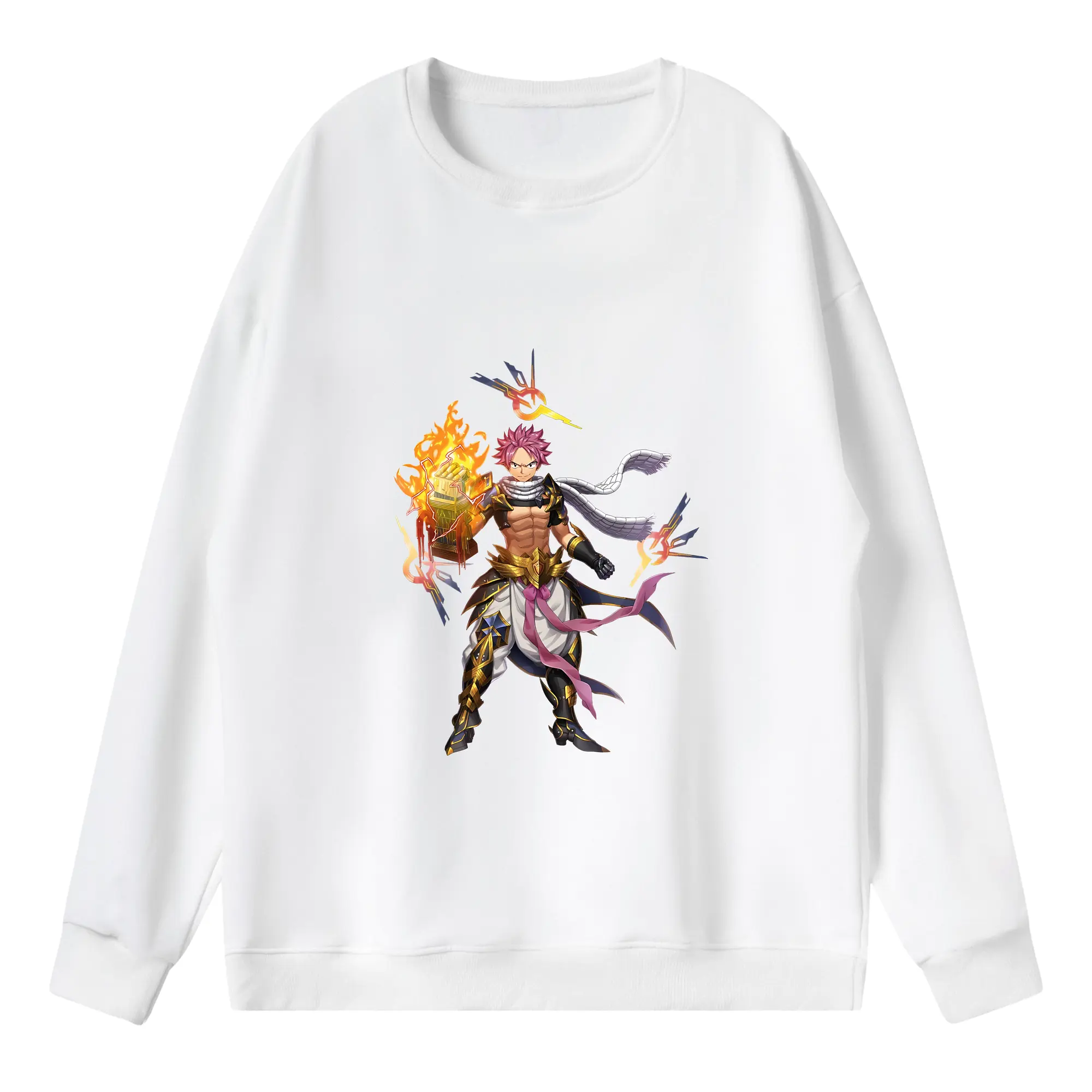 フェアリーテイル グッズ ナツ・ドラグニル - 薄手 クルーネック スウェット 裏毛260g · ポリエステル 春秋向け カジュアル 男女兼用 · トレーナー デイリー スポーツ 散歩に最適