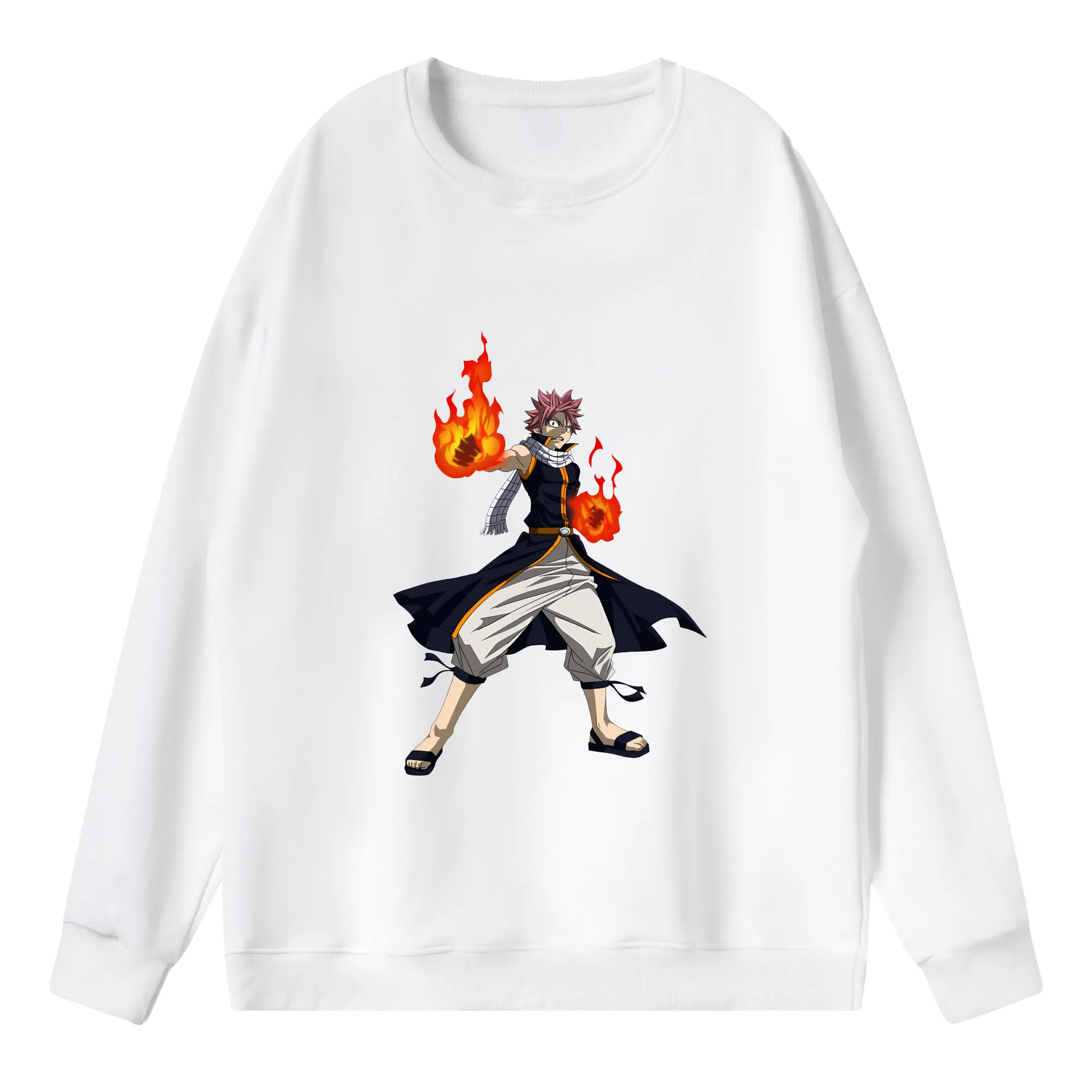 フェアリーテイル グッズ ナツ・ドラグニル - 薄手 クルーネック スウェット 裏毛260g · ポリエステル 春秋向け カジュアル 男女兼用 · トレーナー デイリー スポーツ 散歩に最適