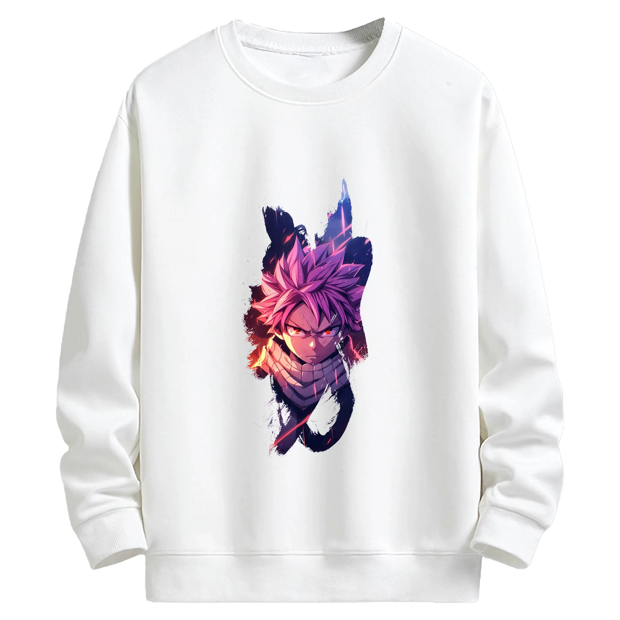 フェアリーテイル グッズ ナツ・ドラグニル - キッズ クルーネックスウェットシャツ ・ フロントプリント ・ 綿80％ ポリエステル20％ ・ 快適 通学 スポーツ 日常使い お散歩用