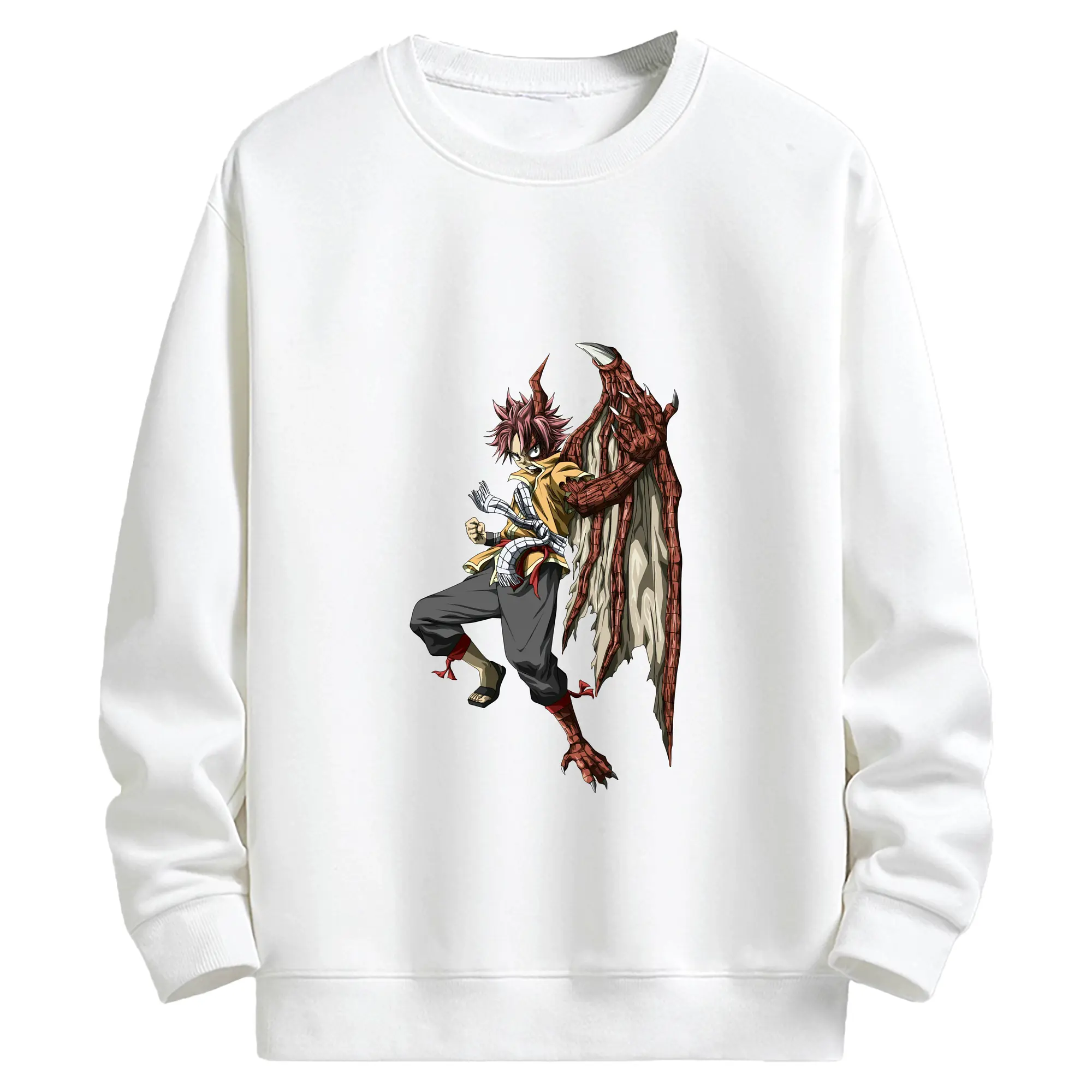 フェアリーテイル グッズ ナツ・ドラグニル - キッズ クルーネックスウェットシャツ ・ フロントプリント ・ 綿80％ ポリエステル20％ ・ 快適 通学 スポーツ 日常使い お散歩用