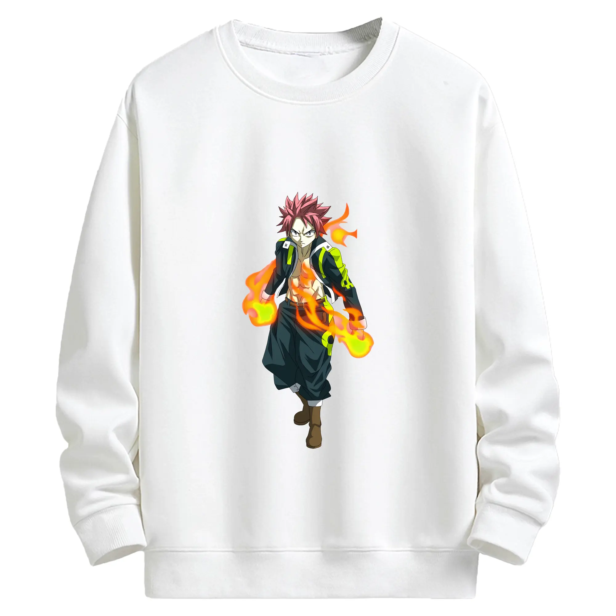 フェアリーテイル グッズ ナツ・ドラグニル - キッズ クルーネックスウェットシャツ ・ フロントプリント ・ 綿80％ ポリエステル20％ ・ 快適 通学 スポーツ 日常使い お散歩用