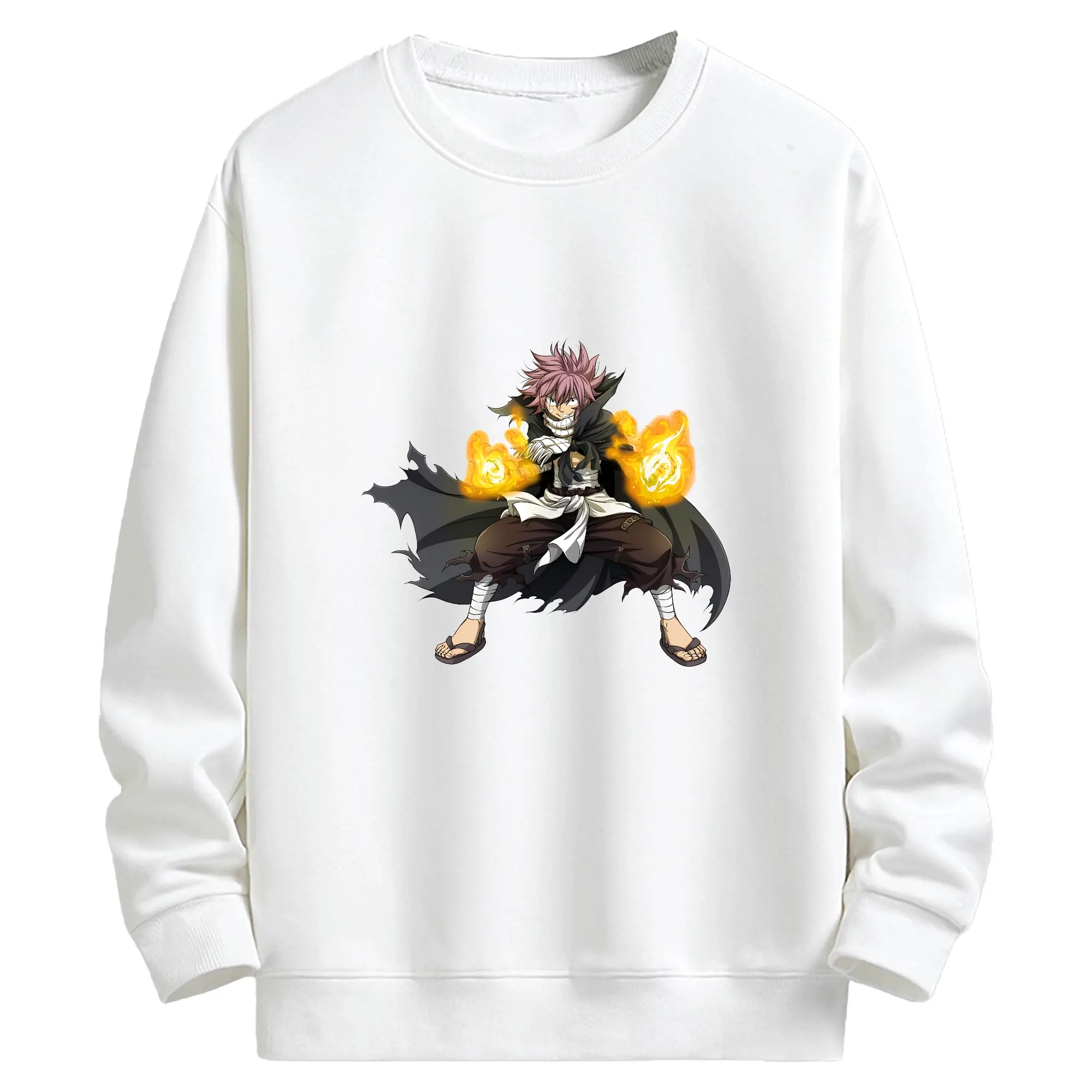 フェアリーテイル グッズ ナツ・ドラグニル - キッズ クルーネックスウェットシャツ ・ フロントプリント ・ 綿80％ ポリエステル20％ ・ 快適 通学 スポーツ 日常使い お散歩用