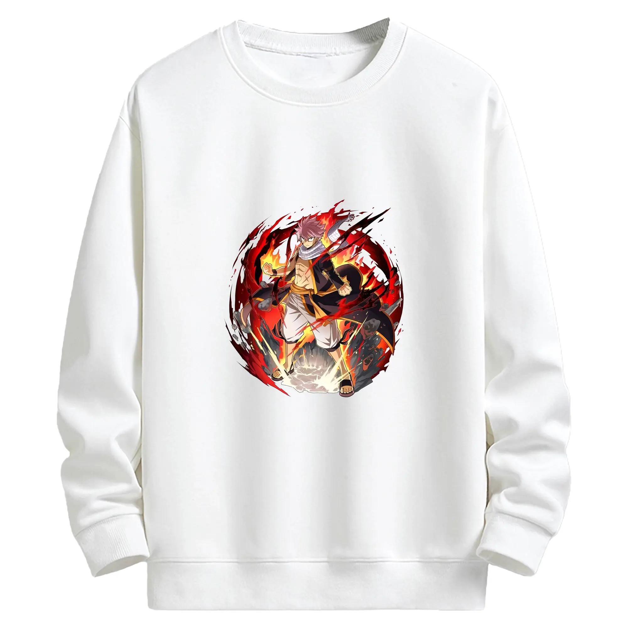 フェアリーテイル グッズ ナツ・ドラグニル - キッズ クルーネックスウェットシャツ ・ フロントプリント ・ 綿80％ ポリエステル20％ ・ 快適 通学 スポーツ 日常使い お散歩用