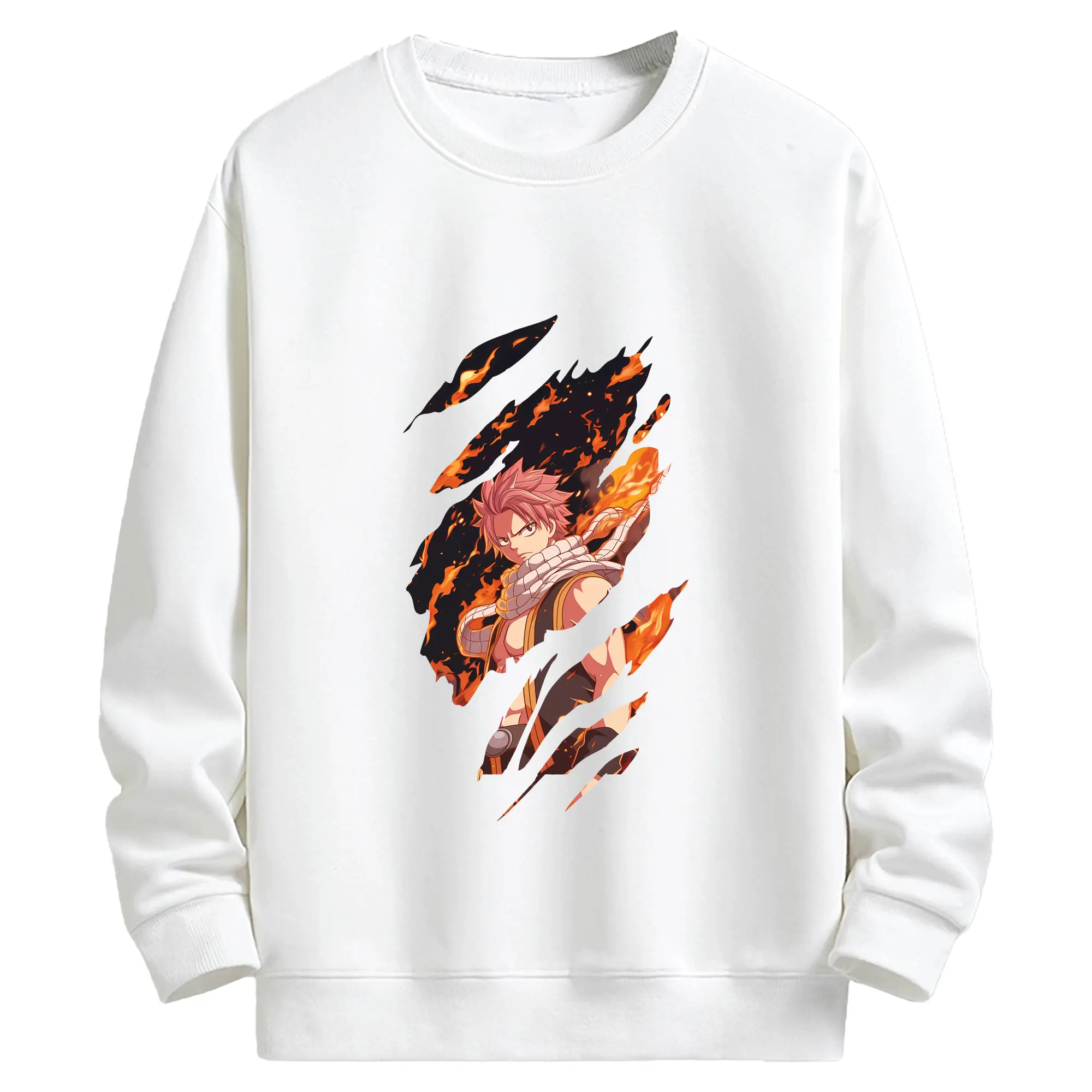 フェアリーテイル グッズ ナツ・ドラグニル - キッズ クルーネックスウェットシャツ ・ フロントプリント ・ 綿80％ ポリエステル20％ ・ 快適 通学 スポーツ 日常使い お散歩用