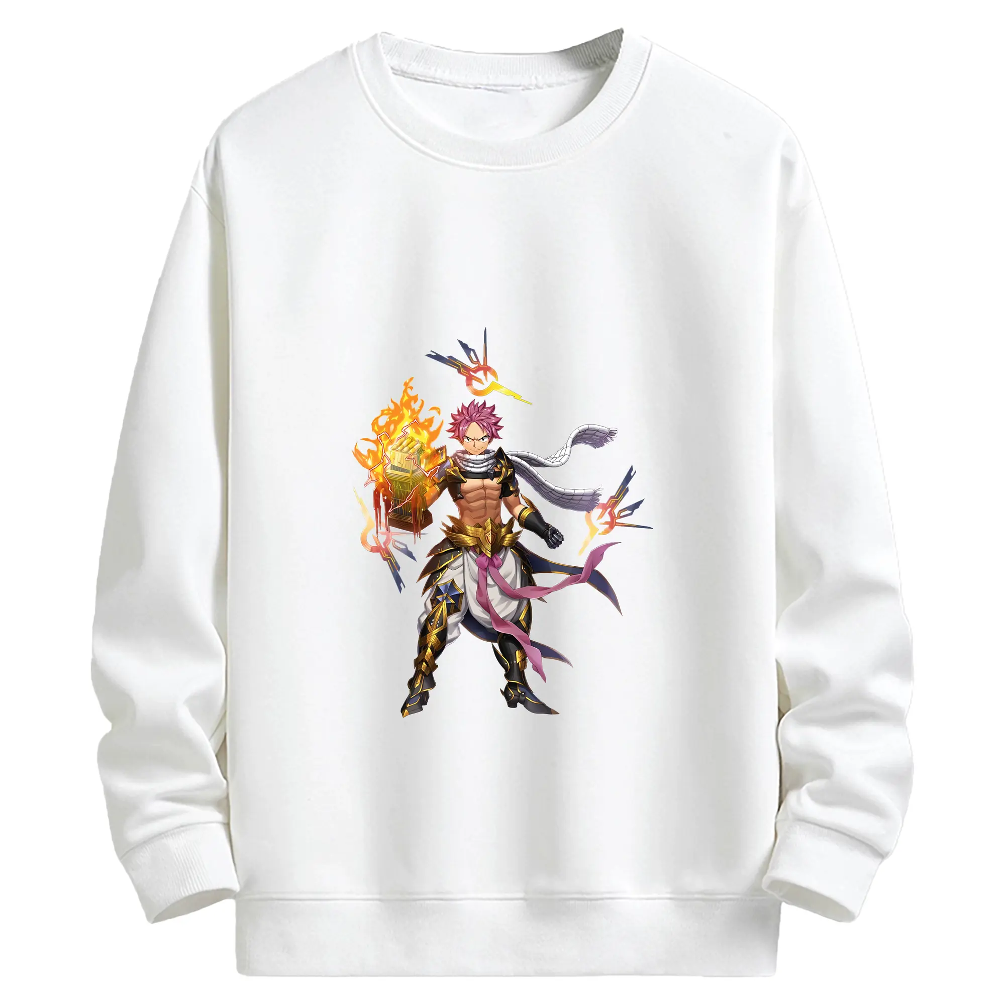 フェアリーテイル グッズ ナツ・ドラグニル - キッズ クルーネックスウェットシャツ ・ フロントプリント ・ 綿80％ ポリエステル20％ ・ 快適 通学 スポーツ 日常使い お散歩用