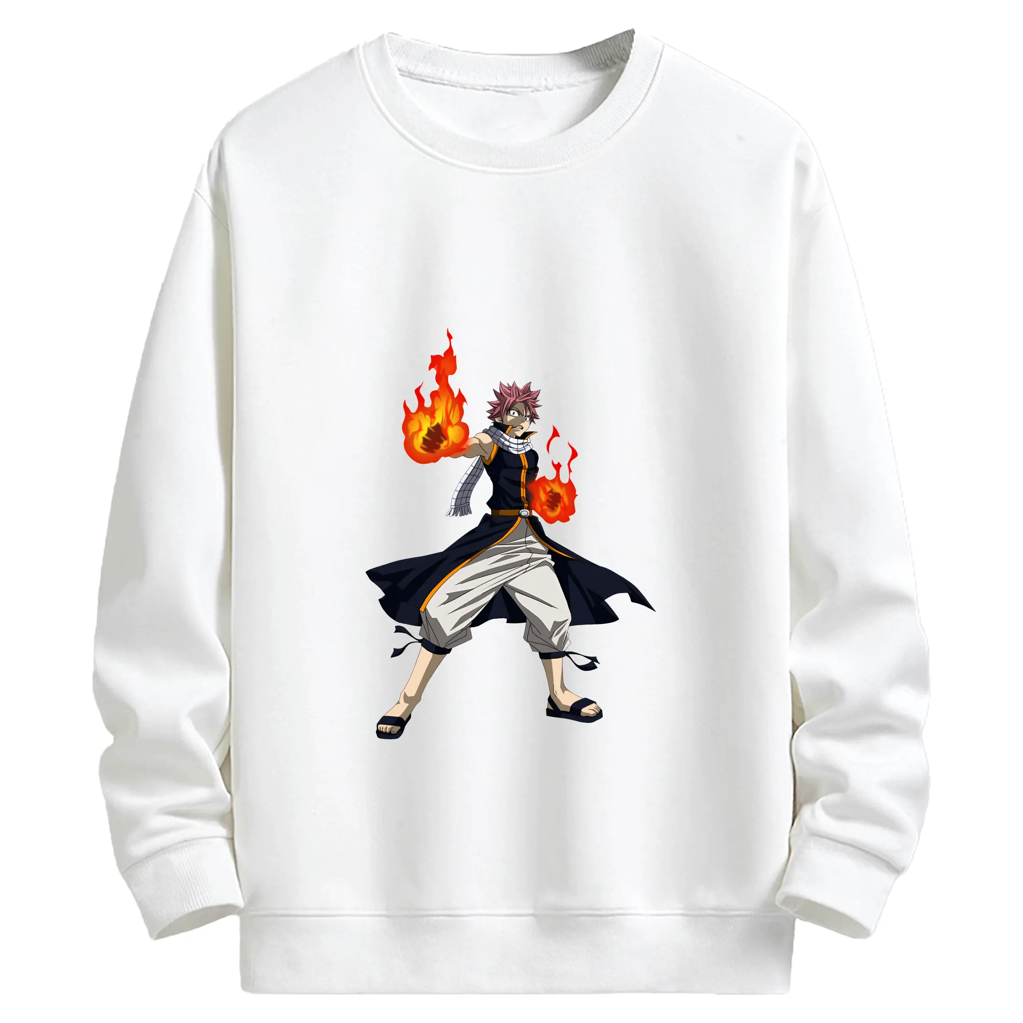 フェアリーテイル グッズ ナツ・ドラグニル - キッズ クルーネックスウェットシャツ ・ フロントプリント ・ 綿80％ ポリエステル20％ ・ 快適 通学 スポーツ 日常使い お散歩用