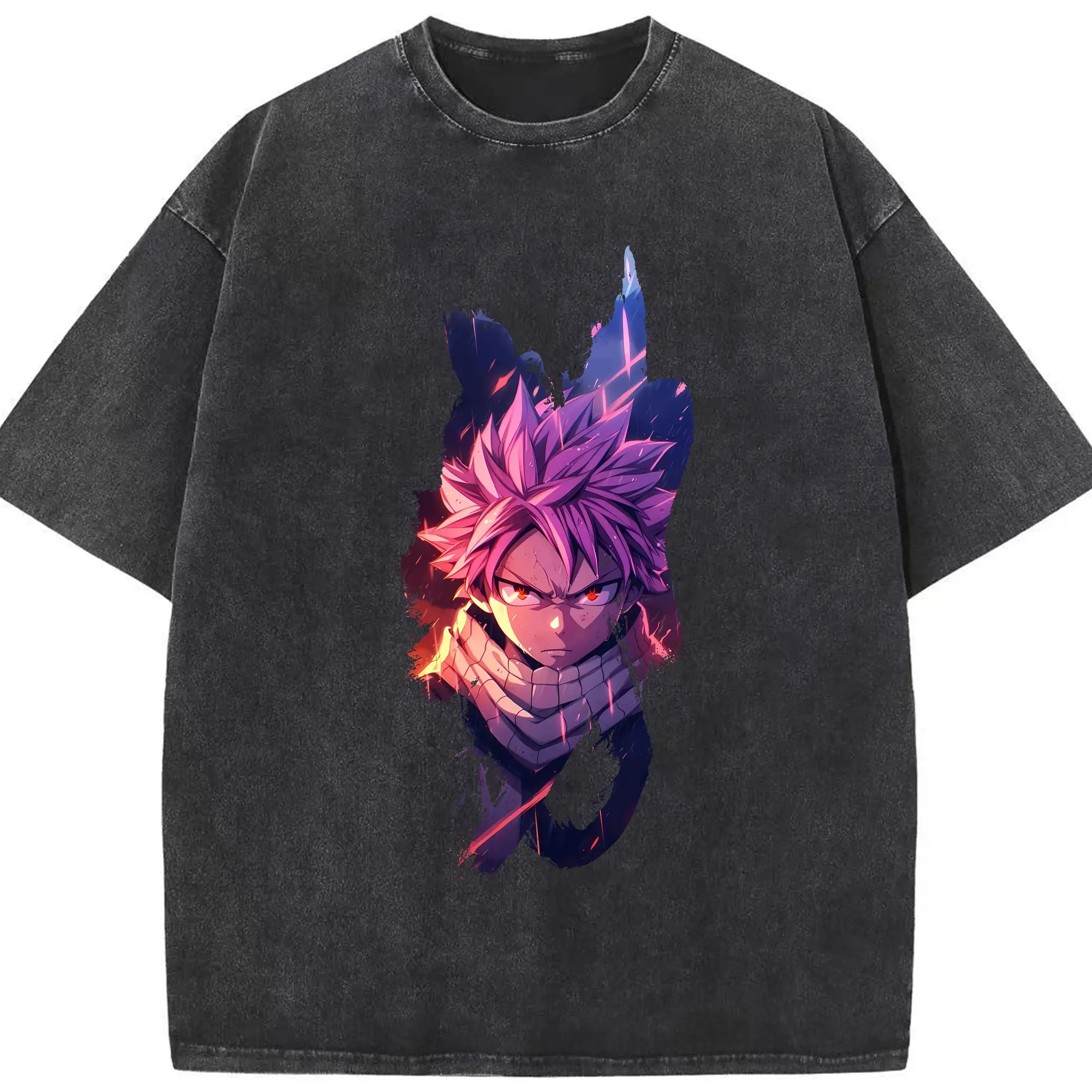 フェアリーテイル グッズ ナツ・ドラグニル - 綿100％ ヴィンテージ風 半袖Tシャツ ・ フロントプリント ・ 柔らか肌触り ・ 通気性 快適 ・ スポーツ カジュアル 外出用