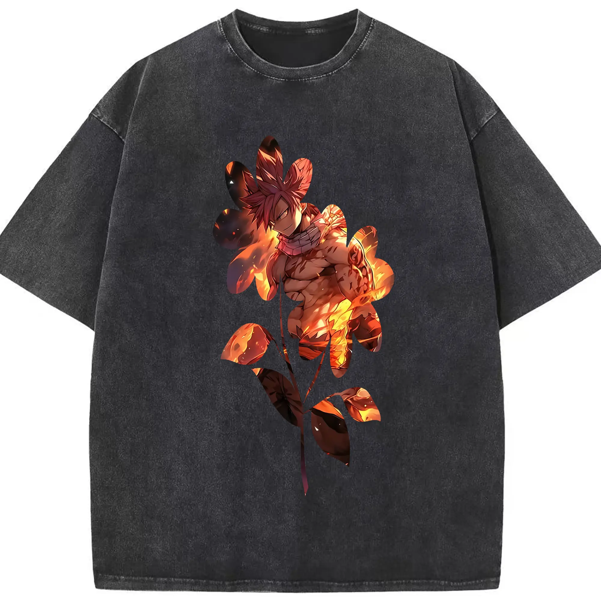 フェアリーテイル グッズ ナツ・ドラグニル - 綿100％ ヴィンテージ風 半袖Tシャツ ・ フロントプリント ・ 柔らか肌触り ・ 通気性 快適 ・ スポーツ カジュアル 外出用