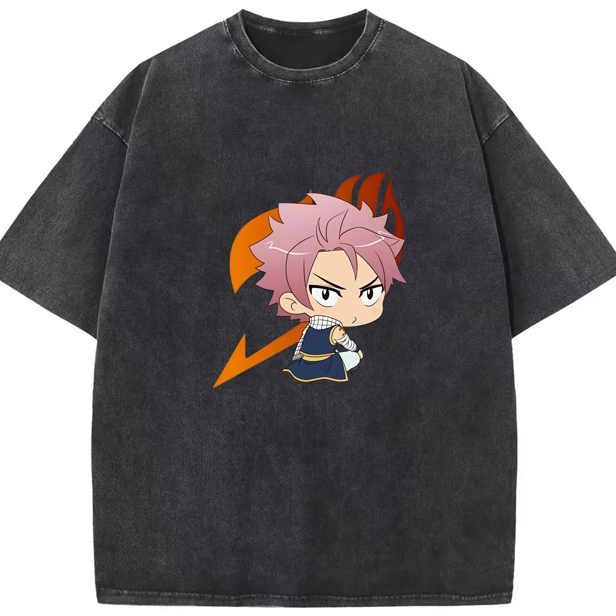 フェアリーテイル グッズ ナツ・ドラグニル - 綿100％ ヴィンテージ風 半袖Tシャツ ・ フロントプリント ・ 柔らか肌触り ・ 通気性 快適 ・ スポーツ カジュアル 外出用