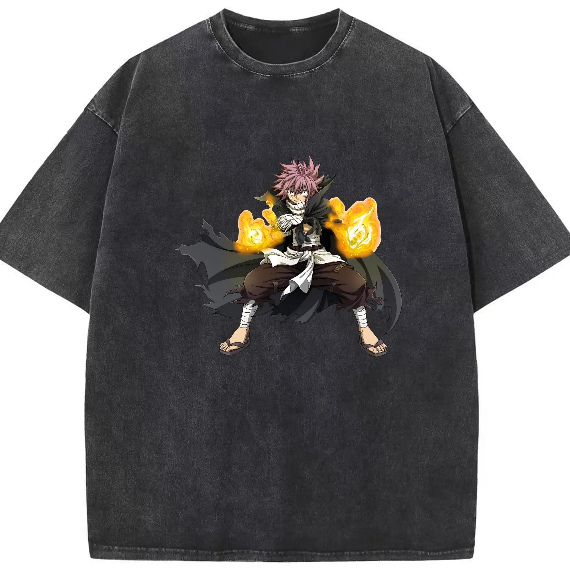 フェアリーテイル グッズ ナツ・ドラグニル - 綿100％ ヴィンテージ風 半袖Tシャツ ・ フロントプリント ・ 柔らか肌触り ・ 通気性 快適 ・ スポーツ カジュアル 外出用