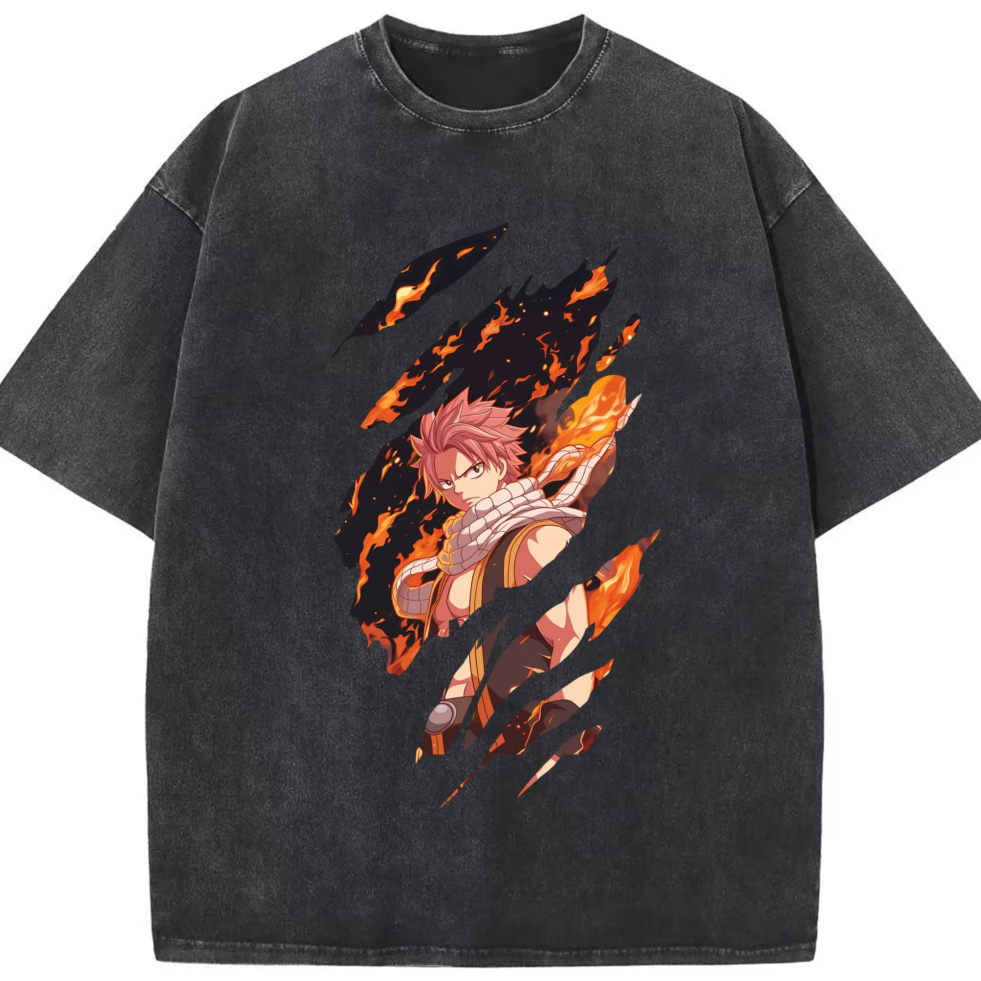 フェアリーテイル グッズ ナツ・ドラグニル - 綿100％ ヴィンテージ風 半袖Tシャツ ・ フロントプリント ・ 柔らか肌触り ・ 通気性 快適 ・ スポーツ カジュアル 外出用