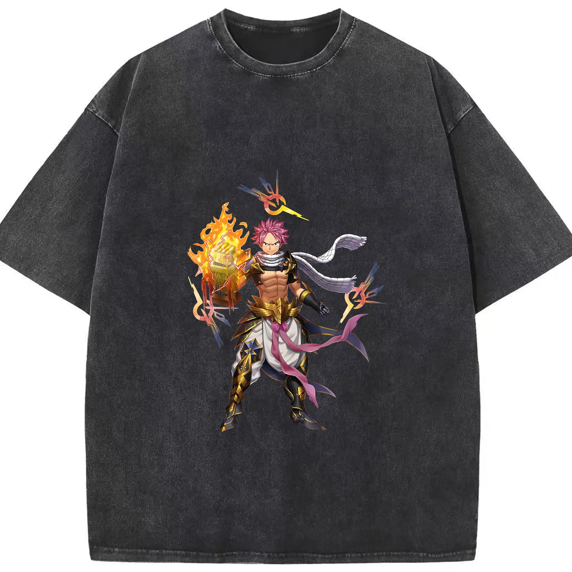 フェアリーテイル グッズ ナツ・ドラグニル - 綿100％ ヴィンテージ風 半袖Tシャツ ・ フロントプリント ・ 柔らか肌触り ・ 通気性 快適 ・ スポーツ カジュアル 外出用