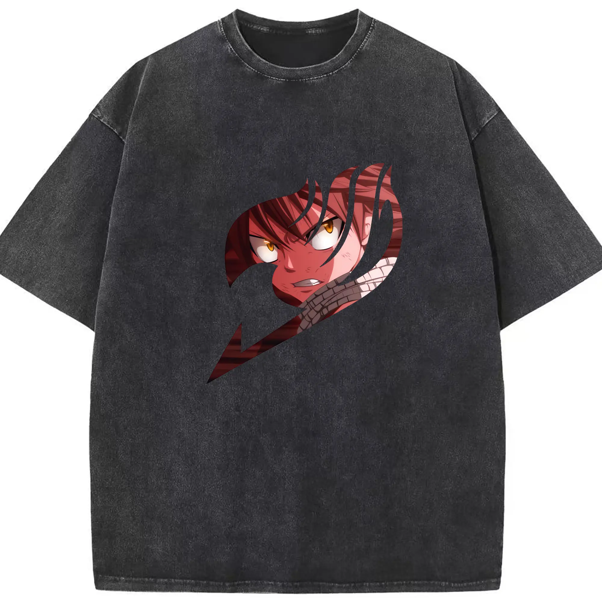 フェアリーテイル グッズ ナツ・ドラグニル - 綿100％ ヴィンテージ風 半袖Tシャツ ・ フロントプリント ・ 柔らか肌触り ・ 通気性 快適 ・ スポーツ カジュアル 外出用