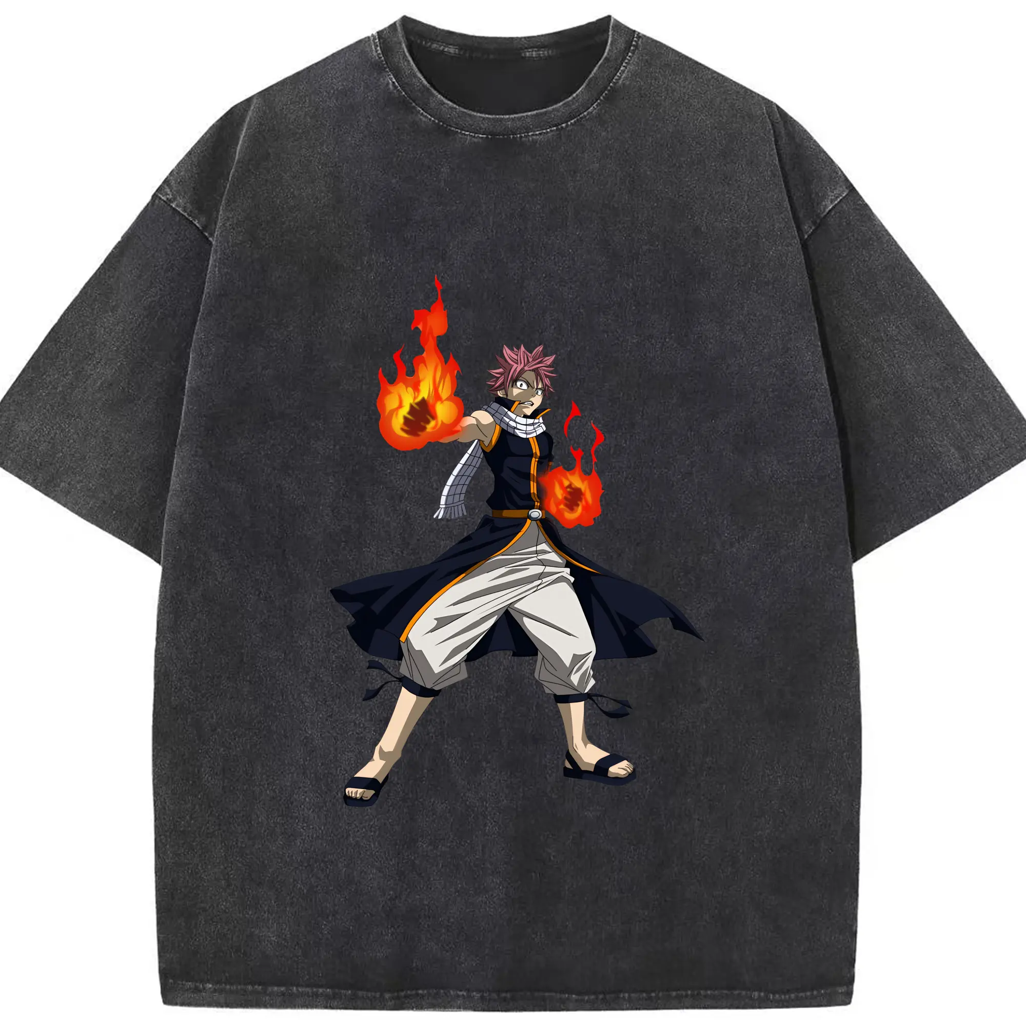 フェアリーテイル グッズ ナツ・ドラグニル - 綿100％ ヴィンテージ風 半袖Tシャツ ・ フロントプリント ・ 柔らか肌触り ・ 通気性 快適 ・ スポーツ カジュアル 外出用