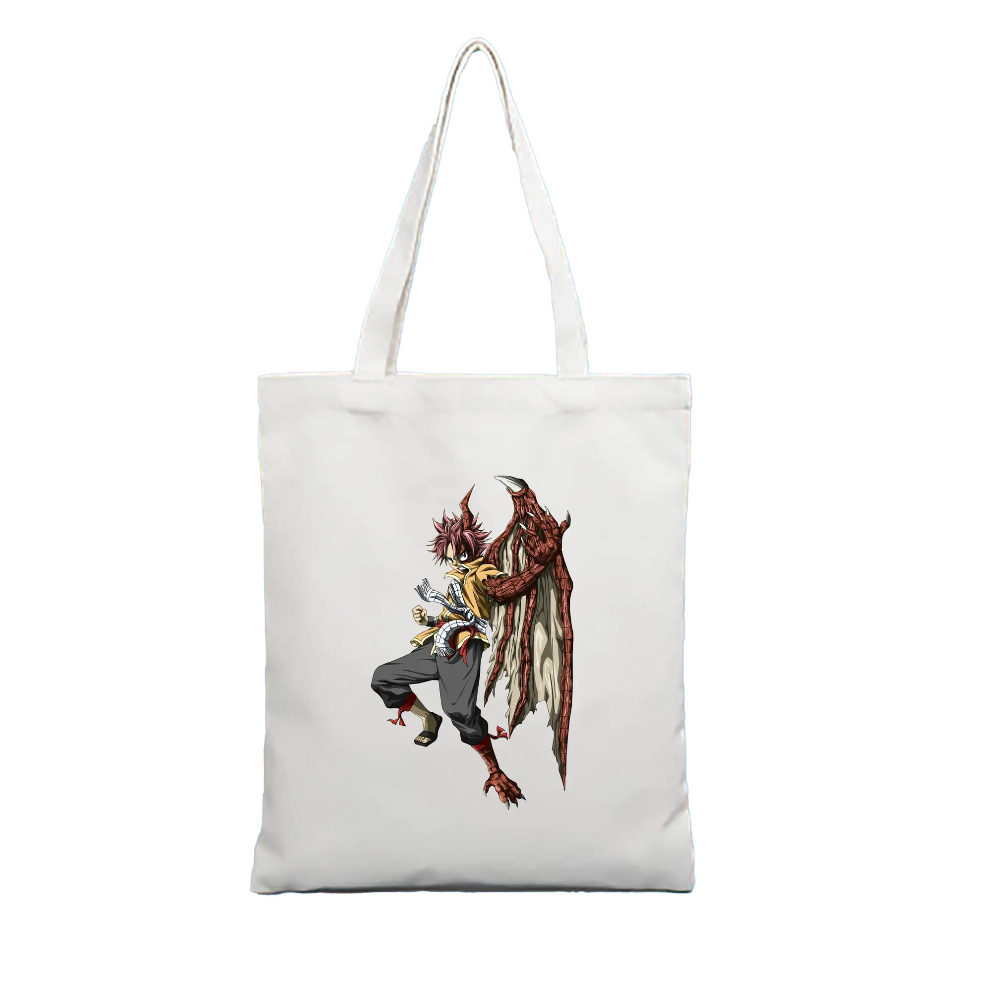 フェアリーテイル グッズ ナツ・ドラグニル - 縦型キャンバス手提げバッグ（トートバッグ） ・ キャンバス素材 ・ ショッピング用 ・ 軽量 丈夫 お手入れ簡単