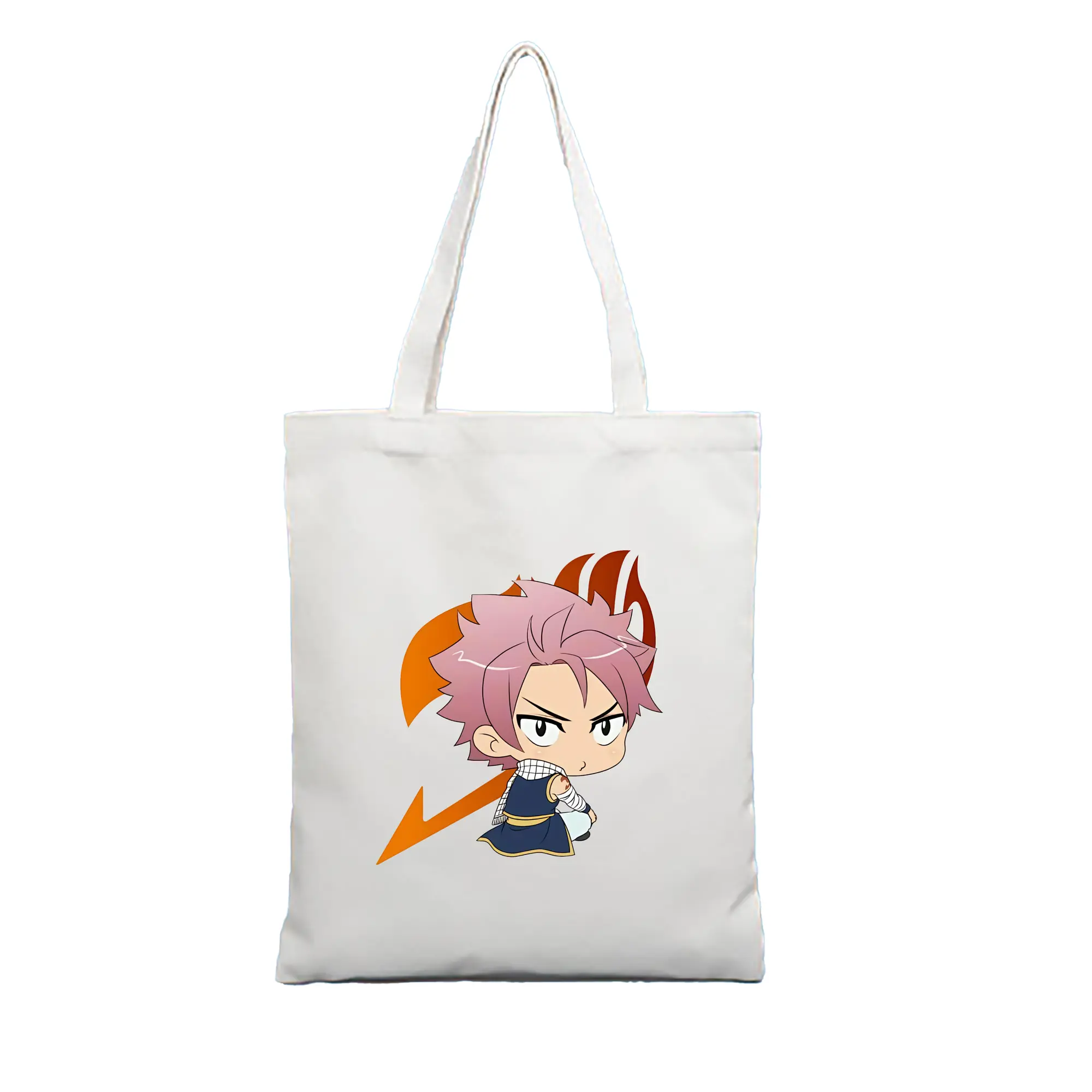 フェアリーテイル グッズ ナツ・ドラグニル - 縦型キャンバス手提げバッグ（トートバッグ） ・ キャンバス素材 ・ ショッピング用 ・ 軽量 丈夫 お手入れ簡単