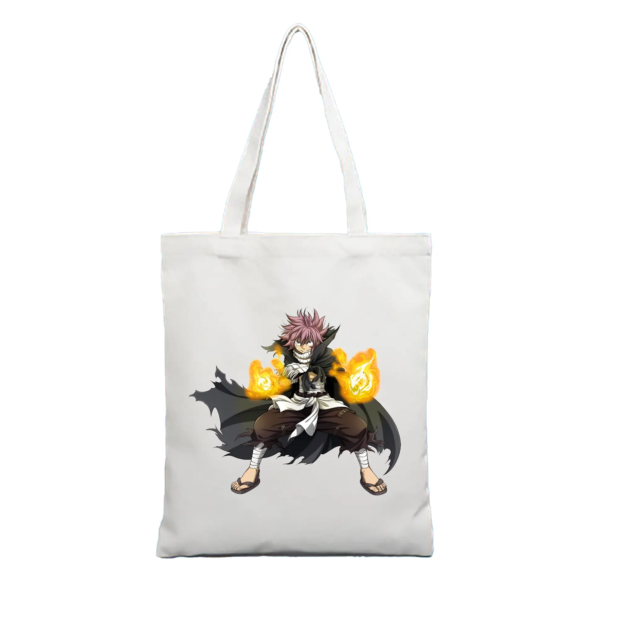 フェアリーテイル グッズ ナツ・ドラグニル - 縦型キャンバス手提げバッグ（トートバッグ） ・ キャンバス素材 ・ ショッピング用 ・ 軽量 丈夫 お手入れ簡単