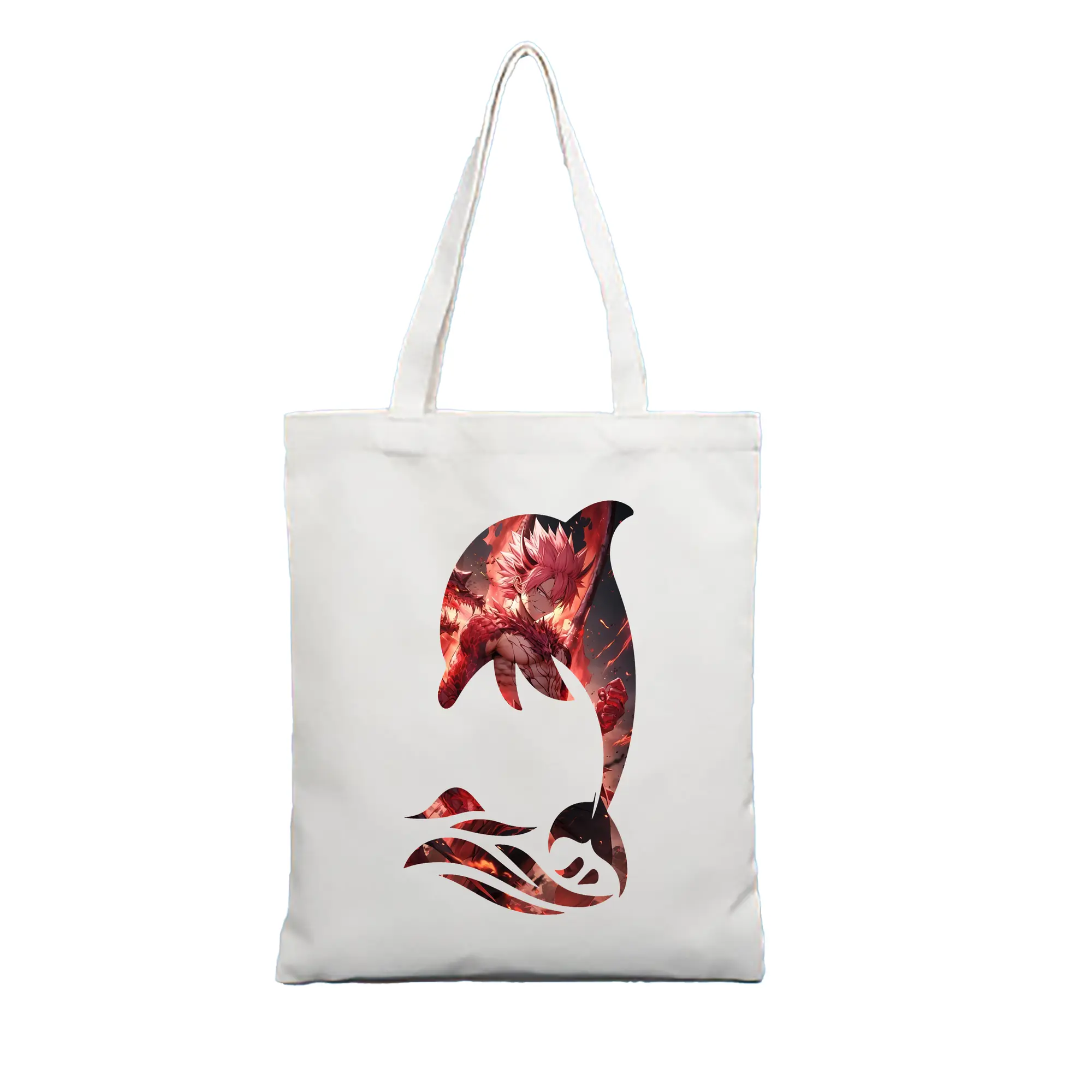 フェアリーテイル グッズ ナツ・ドラグニル - 縦型キャンバス手提げバッグ（トートバッグ） ・ キャンバス素材 ・ ショッピング用 ・ 軽量 丈夫 お手入れ簡単