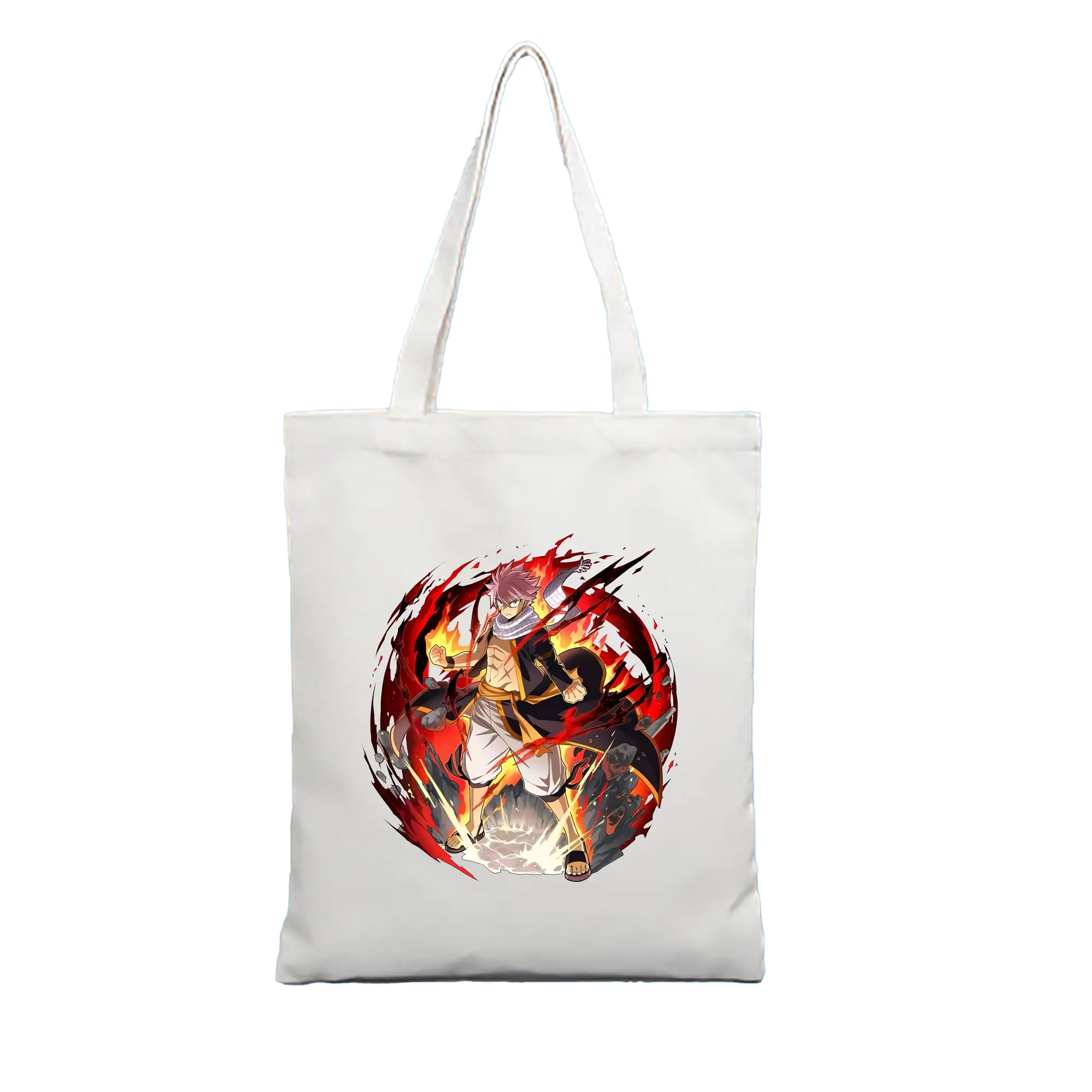 フェアリーテイル グッズ ナツ・ドラグニル - 縦型キャンバス手提げバッグ（トートバッグ） ・ キャンバス素材 ・ ショッピング用 ・ 軽量 丈夫 お手入れ簡単