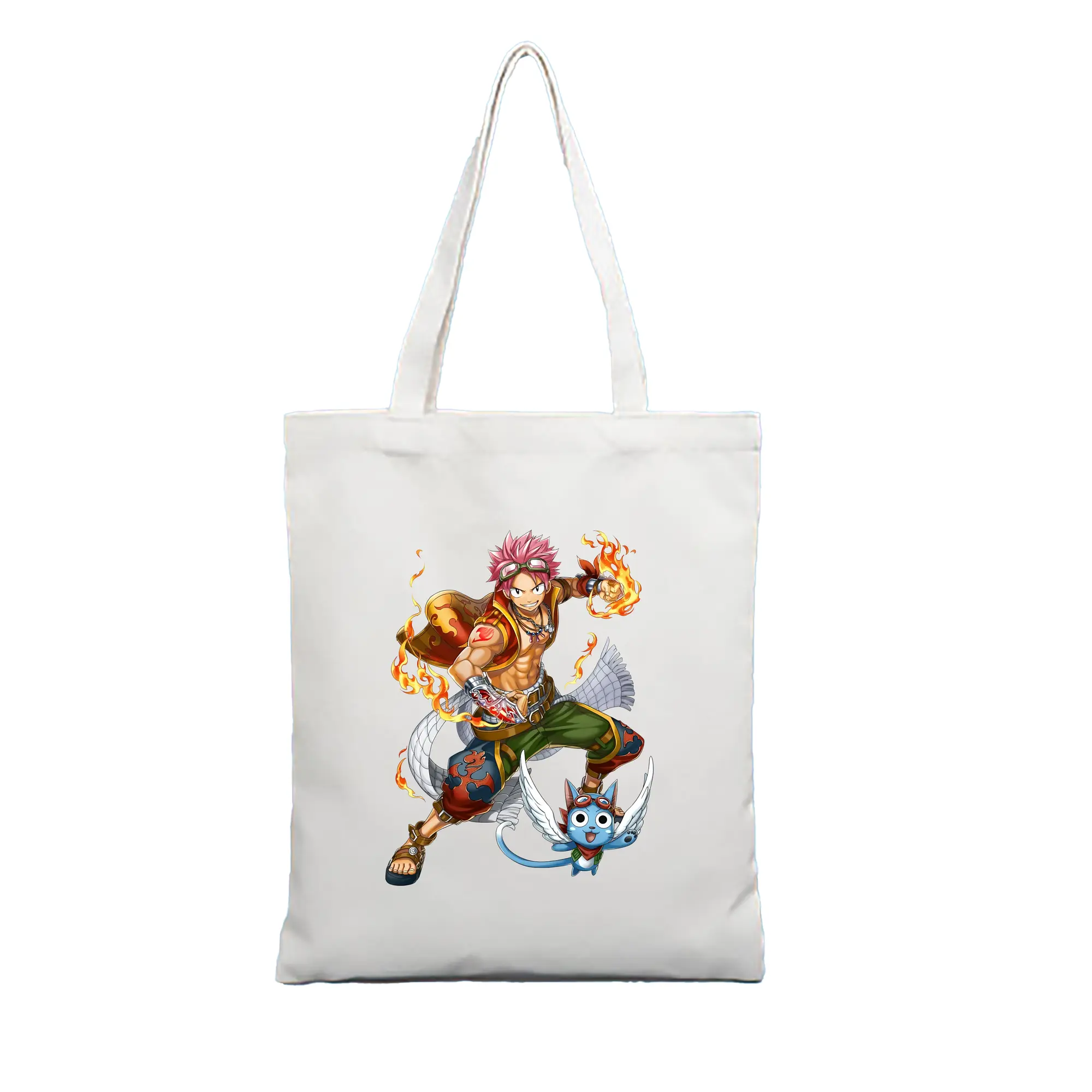 フェアリーテイル グッズ ナツ・ドラグニル - 縦型キャンバス手提げバッグ（トートバッグ） ・ キャンバス素材 ・ ショッピング用 ・ 軽量 丈夫 お手入れ簡単