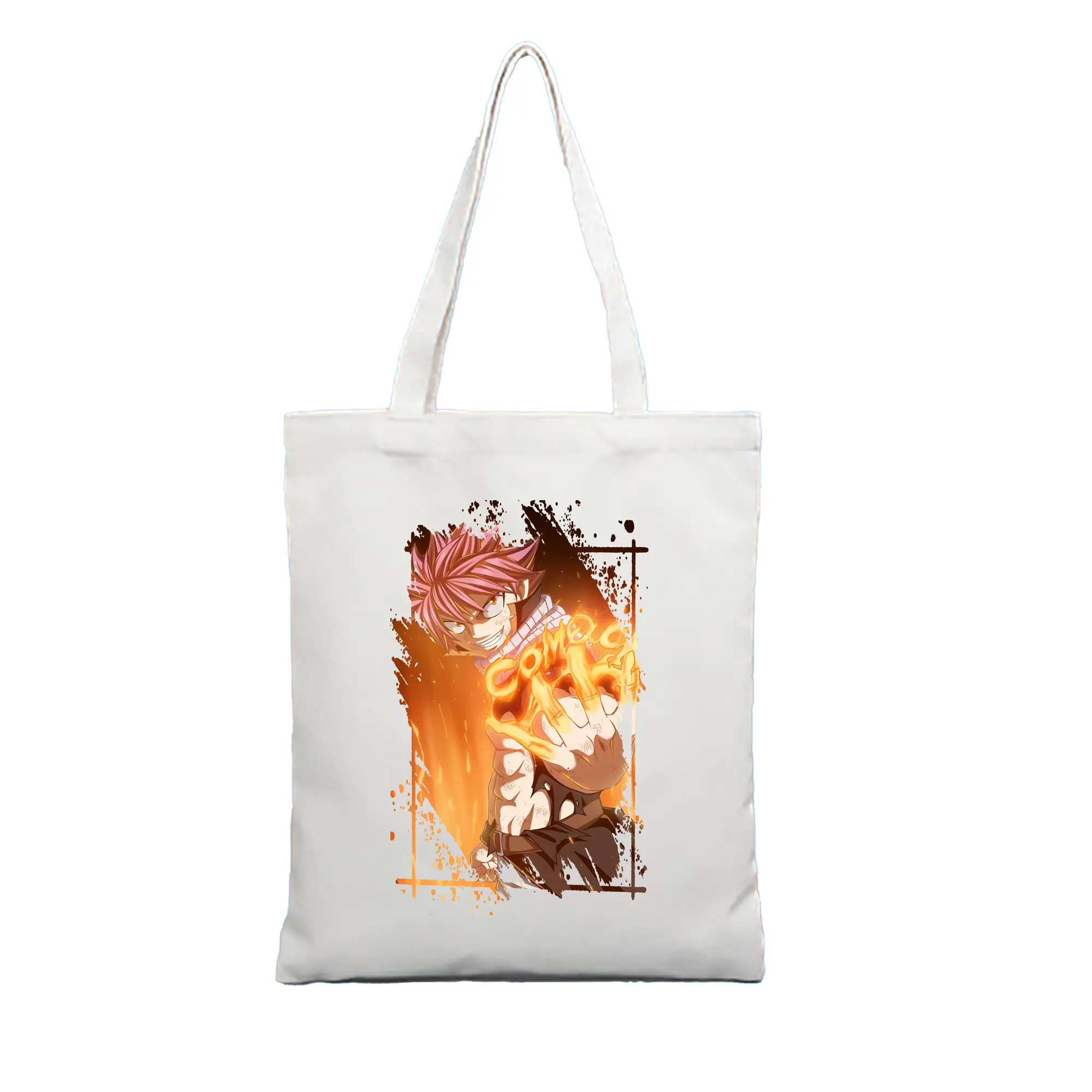 フェアリーテイル グッズ ナツ・ドラグニル - 縦型キャンバス手提げバッグ（トートバッグ） ・ キャンバス素材 ・ ショッピング用 ・ 軽量 丈夫 お手入れ簡単