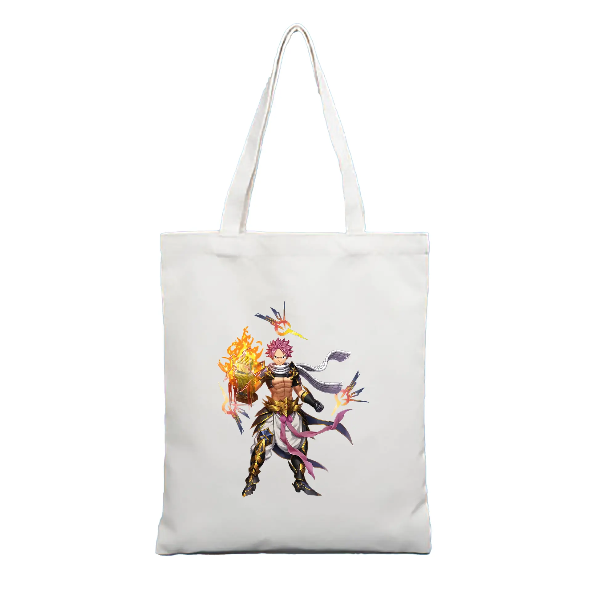 フェアリーテイル グッズ ナツ・ドラグニル - 縦型キャンバス手提げバッグ（トートバッグ） ・ キャンバス素材 ・ ショッピング用 ・ 軽量 丈夫 お手入れ簡単