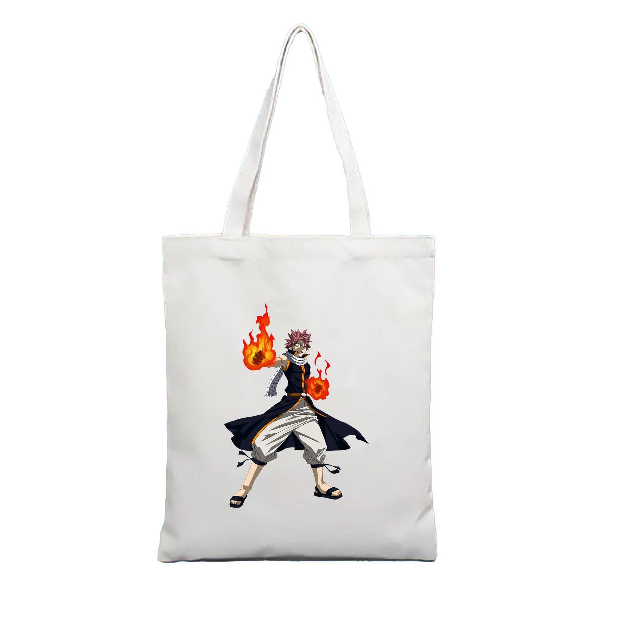 フェアリーテイル グッズ ナツ・ドラグニル - 縦型キャンバス手提げバッグ（トートバッグ） ・ キャンバス素材 ・ ショッピング用 ・ 軽量 丈夫 お手入れ簡単