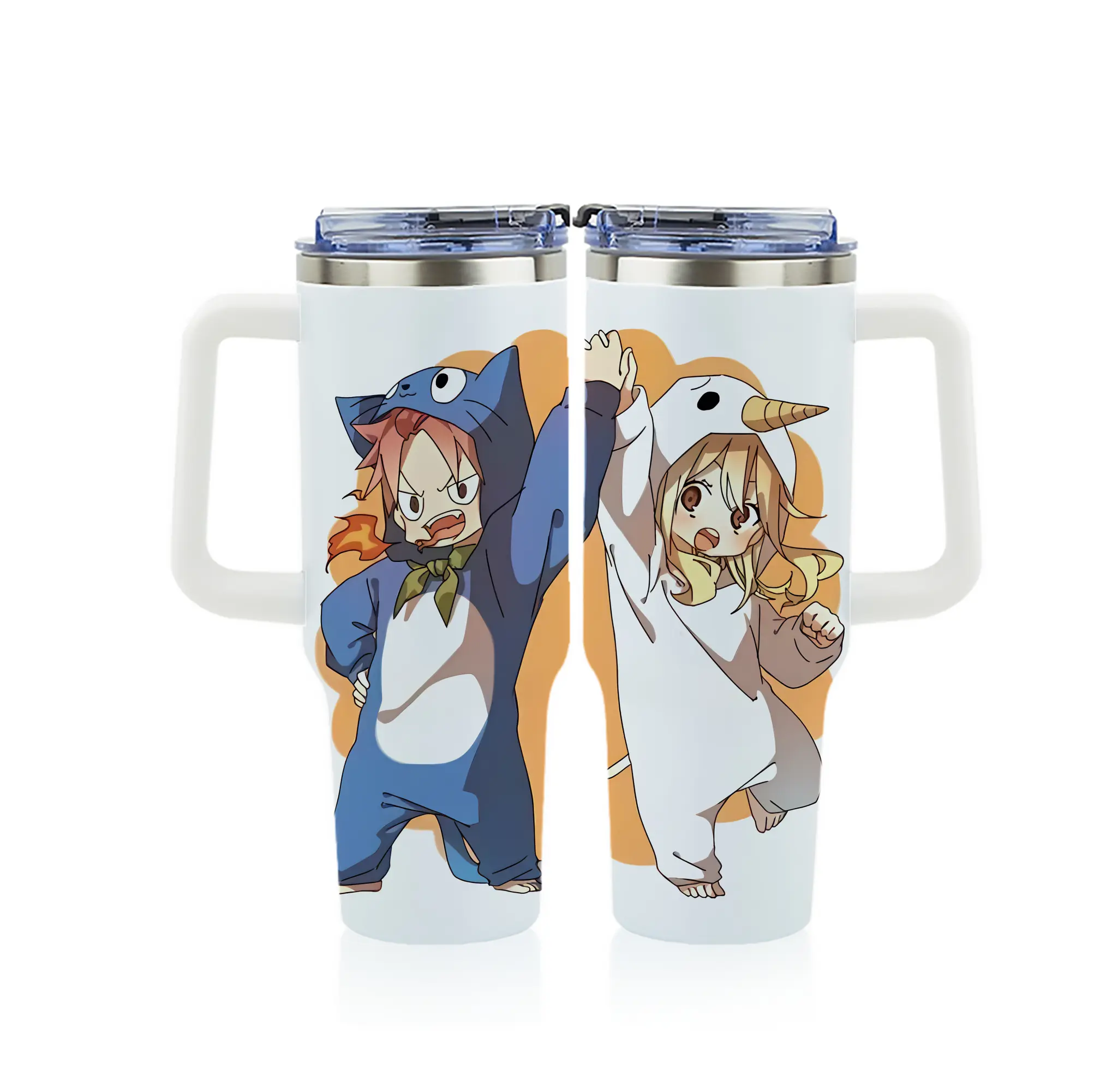 フェアリーテイル グッズ ルーシィ・ハートフィリア - 1200mL フルプリント車用タンブラー ・ 304ステンレス 内側 ・ 201ステンレス 外側 ・ 保温 保冷 ・ 通勤 ドライブ アウトドア用