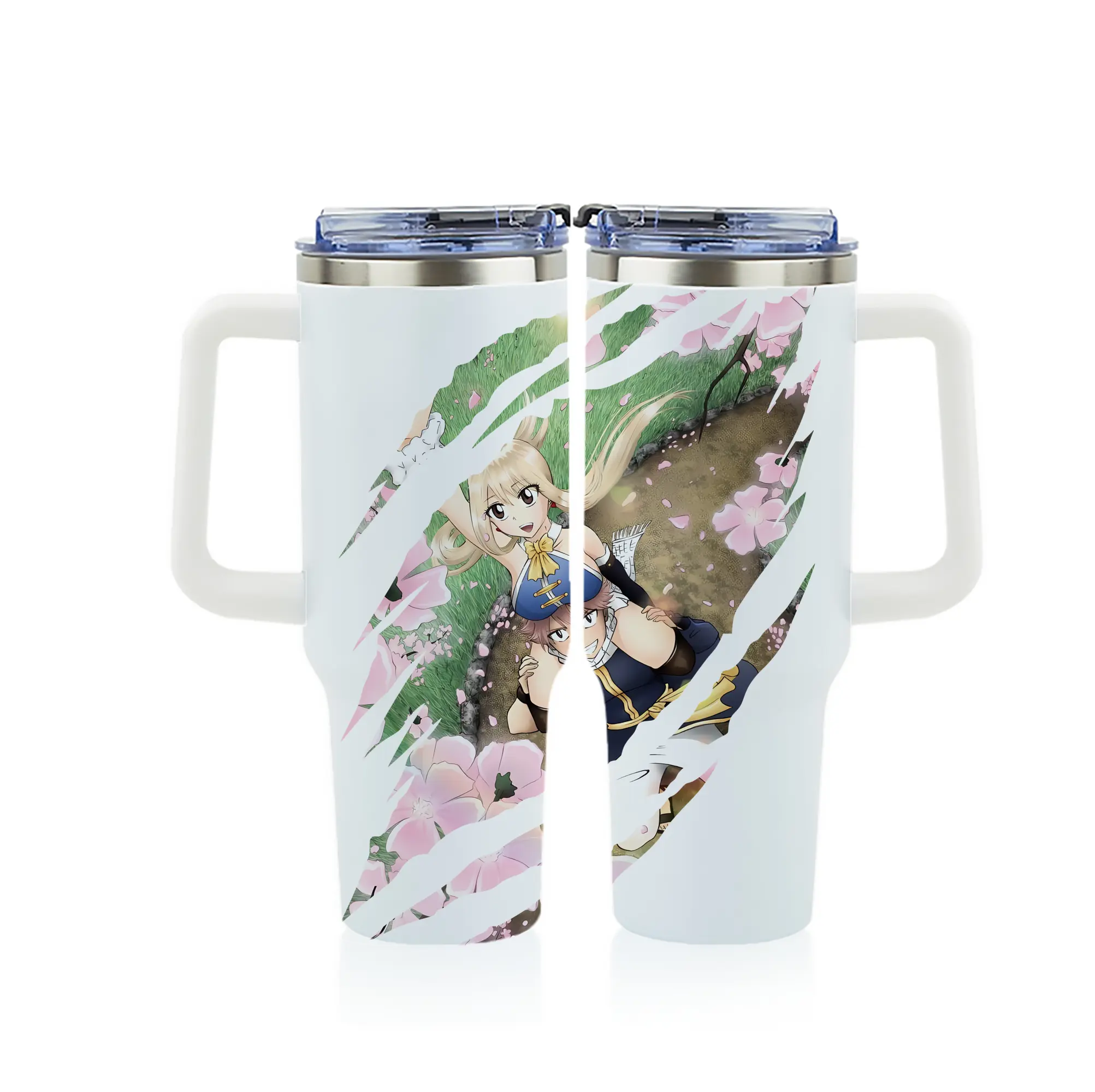 フェアリーテイル グッズ ルーシィ・ハートフィリア - 1200mL フルプリント車用タンブラー ・ 304ステンレス 内側 ・ 201ステンレス 外側 ・ 保温 保冷 ・ 通勤 ドライブ アウトドア用