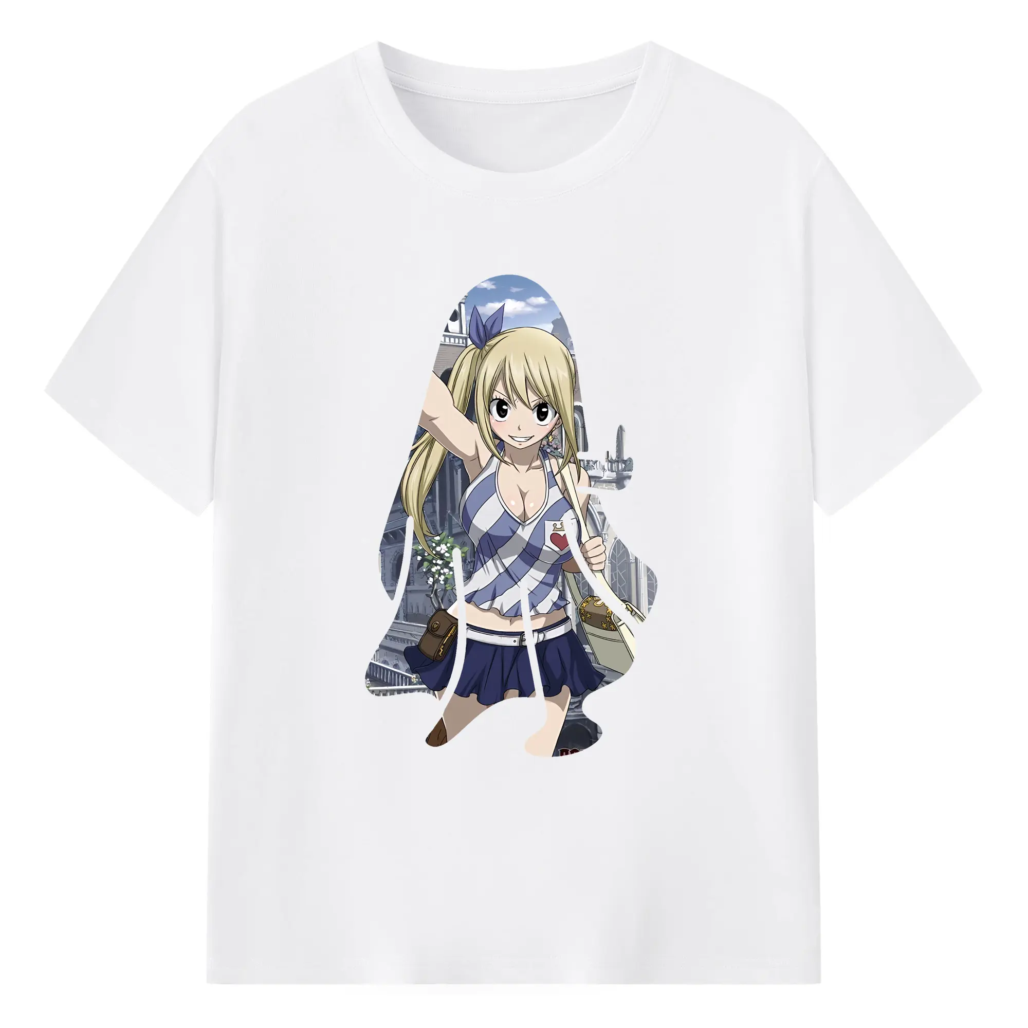 フェアリーテイル グッズ ルーシィ・ハートフィリア - 綿100％ 半袖Tシャツ ・ フロントプリント ・ 快適 通気性 ・ 日常使い 散歩 スポーツ用