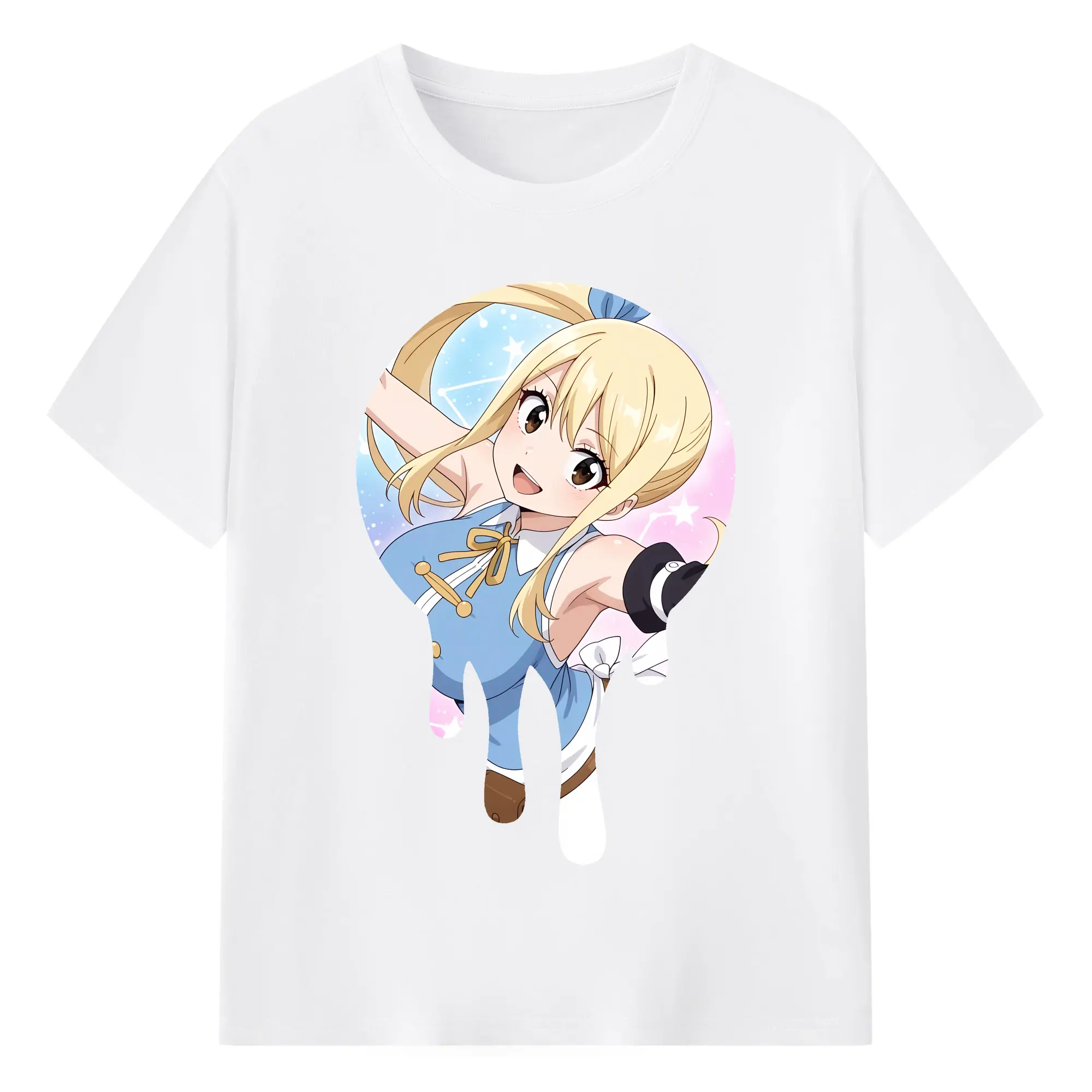 フェアリーテイル グッズ ルーシィ・ハートフィリア - 綿100％ 半袖Tシャツ ・ フロントプリント ・ 快適 通気性 ・ 日常使い 散歩 スポーツ用