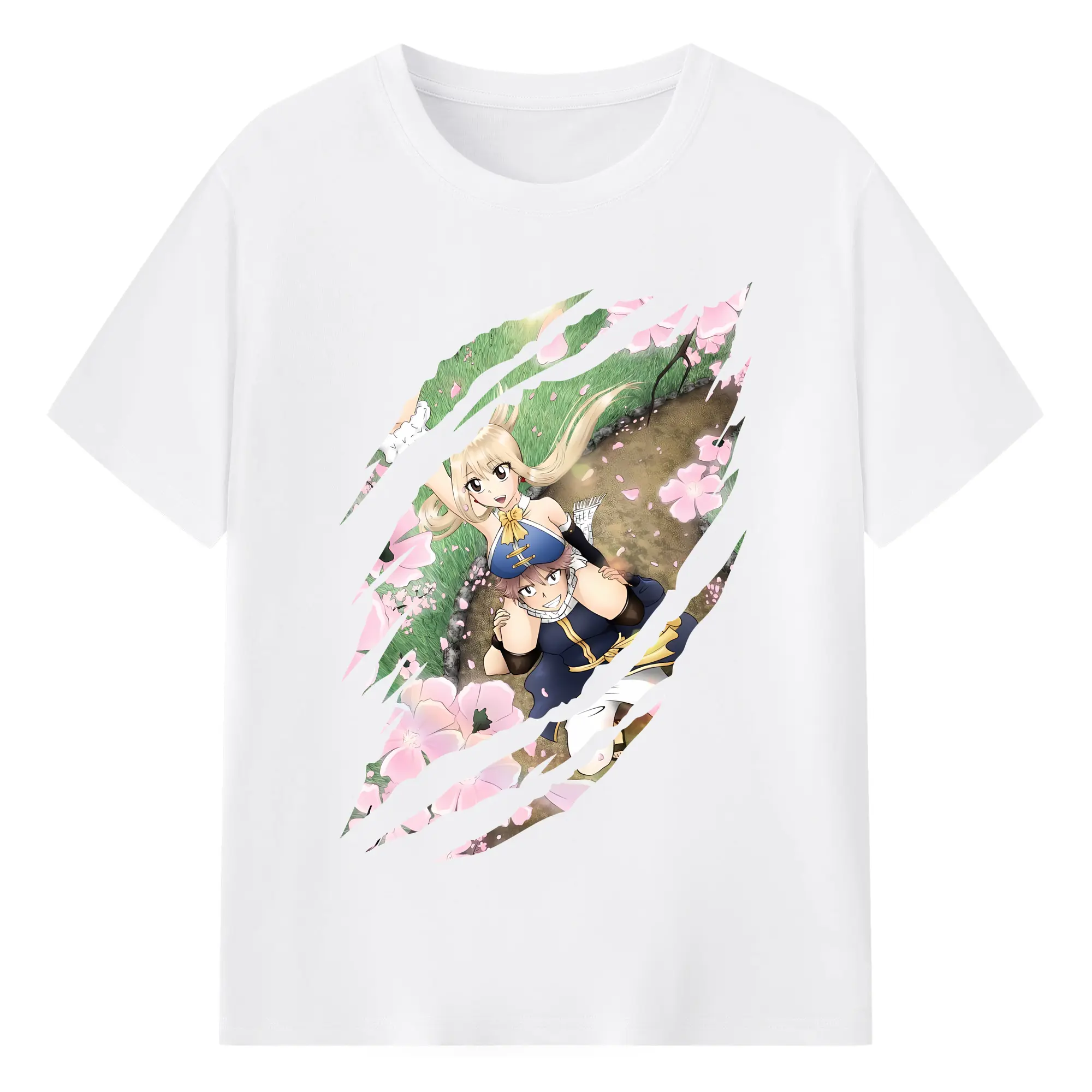 フェアリーテイル グッズ ルーシィ・ハートフィリア - 綿100％ 半袖Tシャツ ・ フロントプリント ・ 快適 通気性 ・ 日常使い 散歩 スポーツ用