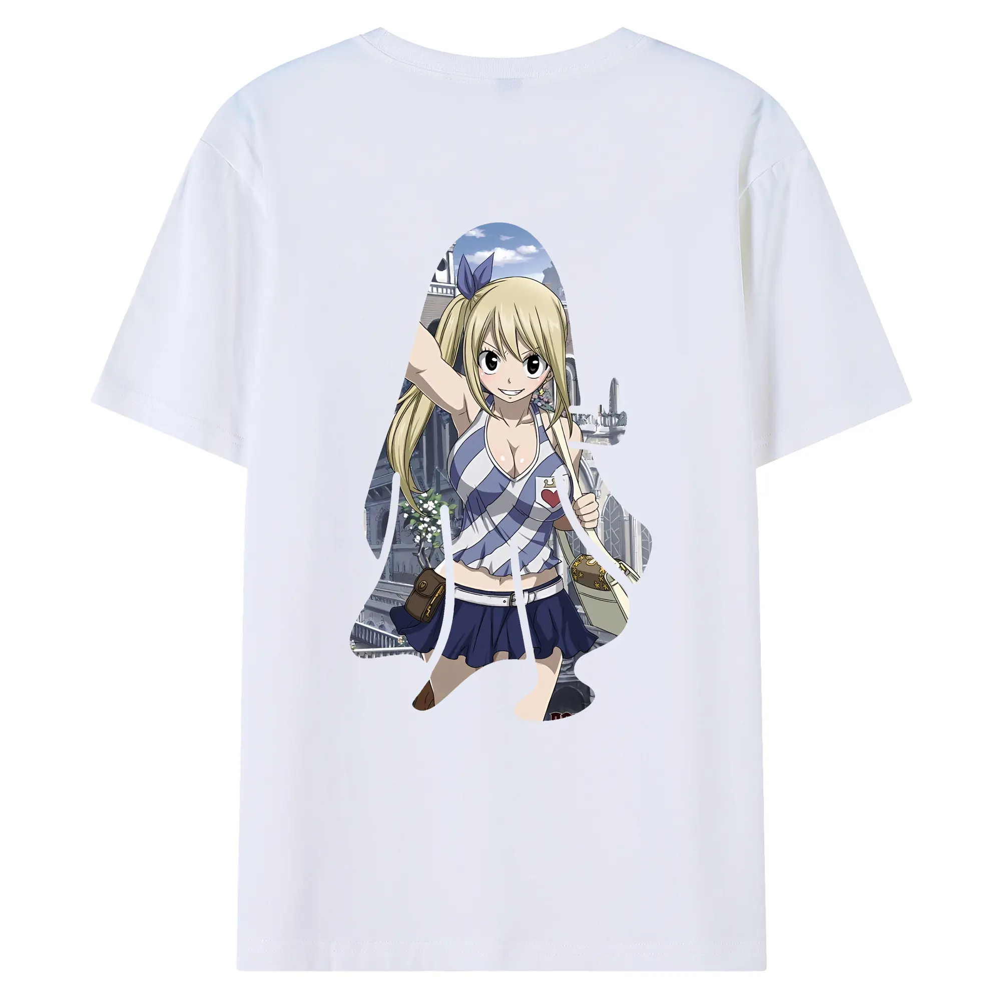 フェアリーテイル グッズ ルーシィ・ハートフィリア - 綿100％ 半袖Tシャツ ・ バックプリント ・ 快適 通気性 ・ 日常使い 散歩 スポーツ用