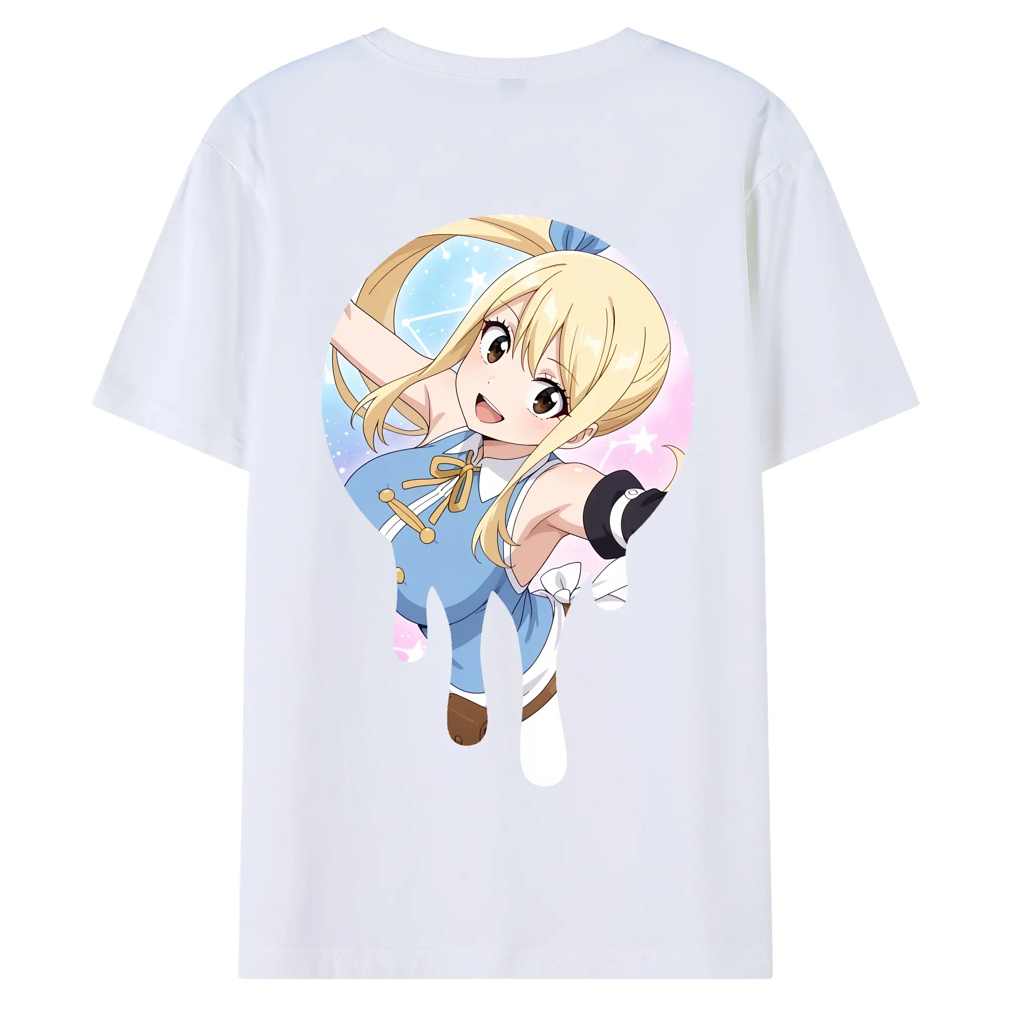 フェアリーテイル グッズ ルーシィ・ハートフィリア - 綿100％ 半袖Tシャツ ・ バックプリント ・ 快適 通気性 ・ 日常使い 散歩 スポーツ用