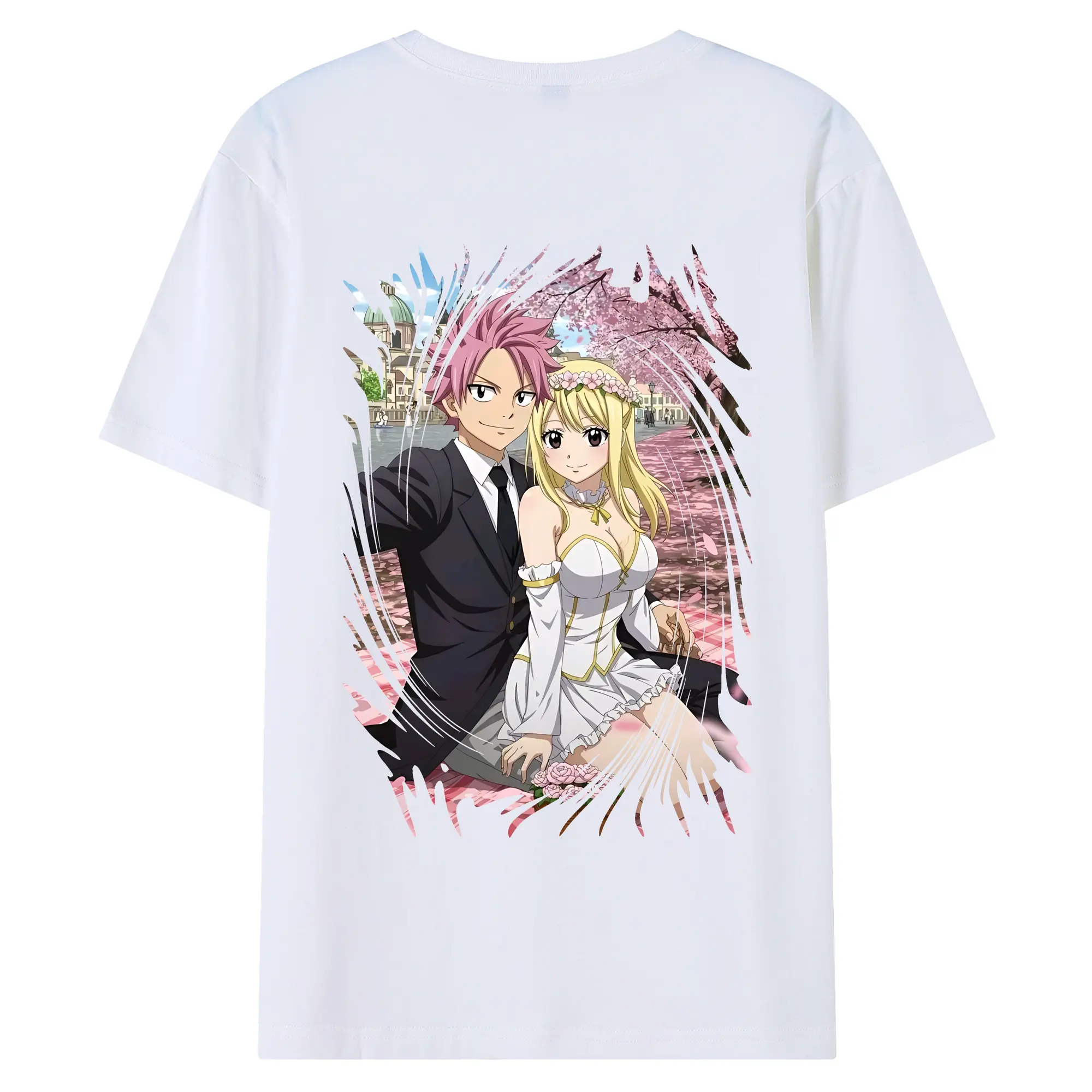 フェアリーテイル グッズ ルーシィ・ハートフィリア - 綿100％ 半袖Tシャツ ・ バックプリント ・ 快適 通気性 ・ 日常使い 散歩 スポーツ用