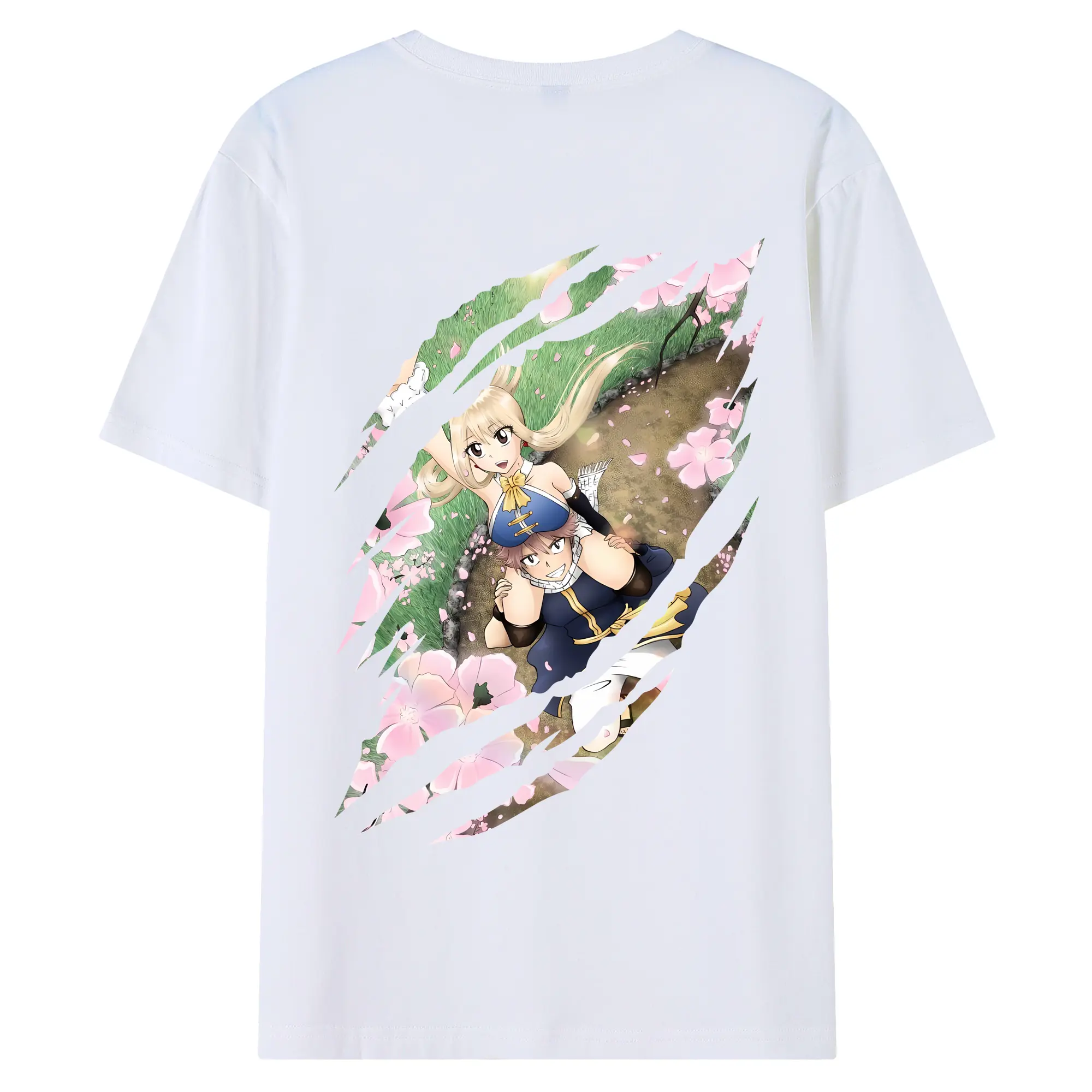 フェアリーテイル グッズ ルーシィ・ハートフィリア - 綿100％ 半袖Tシャツ ・ バックプリント ・ 快適 通気性 ・ 日常使い 散歩 スポーツ用