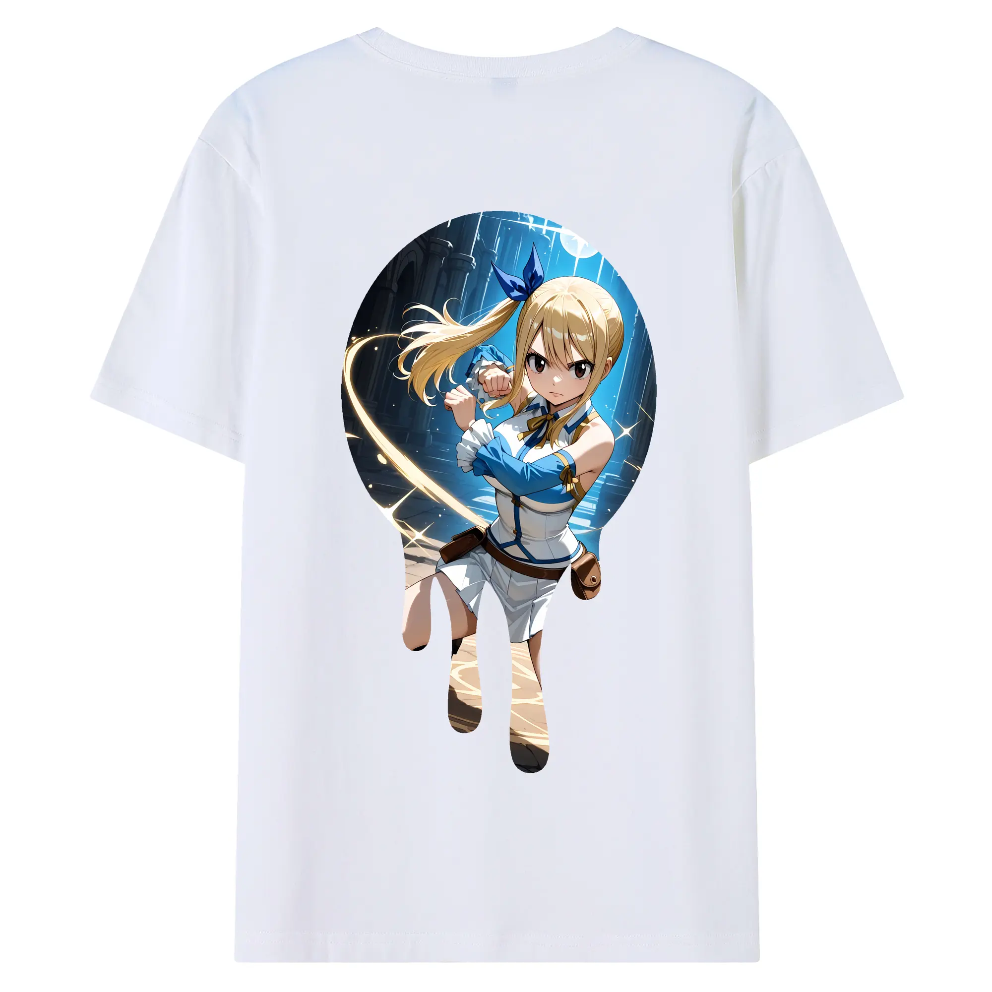 フェアリーテイル グッズ ルーシィ・ハートフィリア - 綿100％ 半袖Tシャツ ・ バックプリント ・ 快適 通気性 ・ 日常使い 散歩 スポーツ用