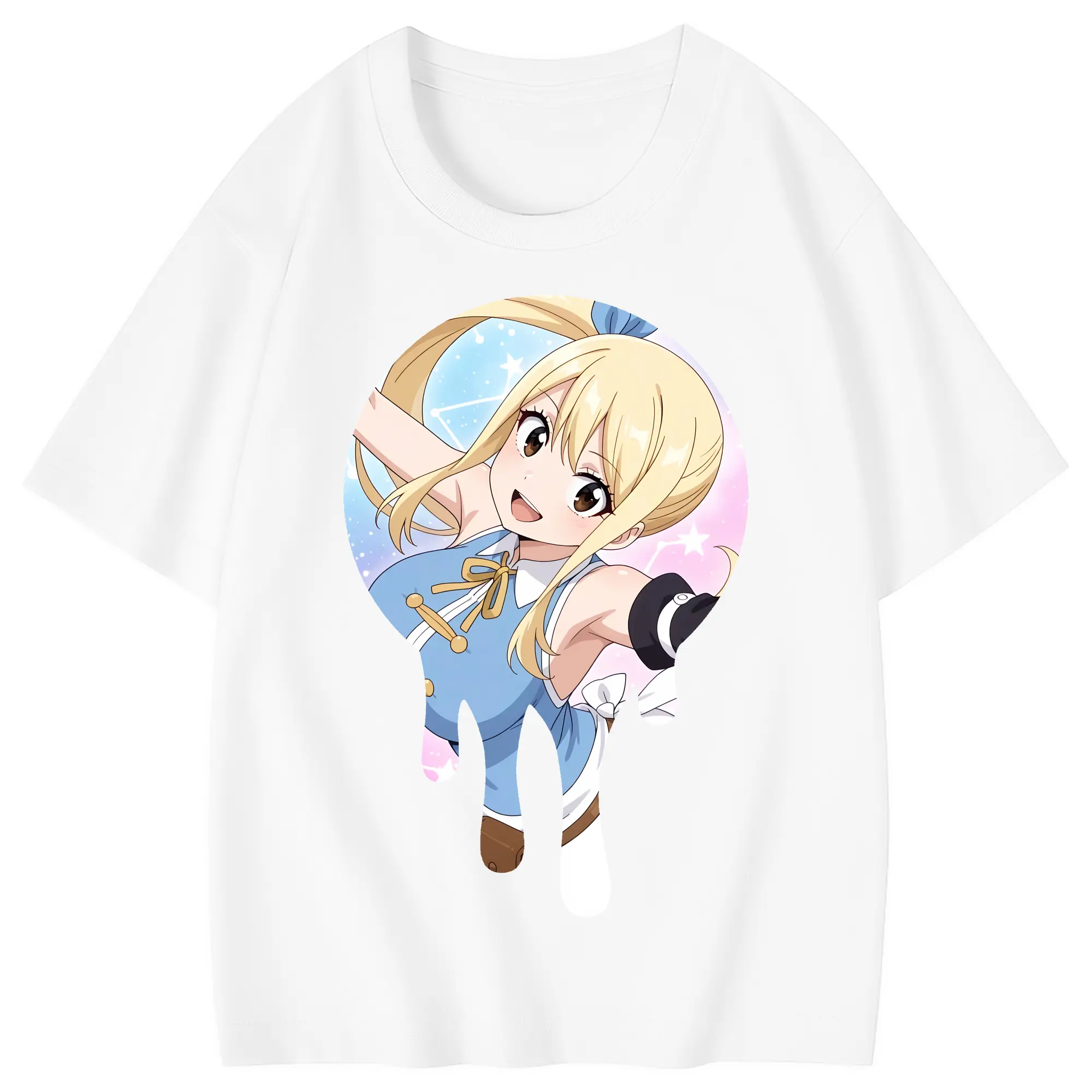 フェアリーテイル グッズ ルーシィ・ハートフィリア - 綿100％ キッズTシャツ ・ フロントプリント ・ 快適 通気性 ・ スポーツ カジュアル 散歩用