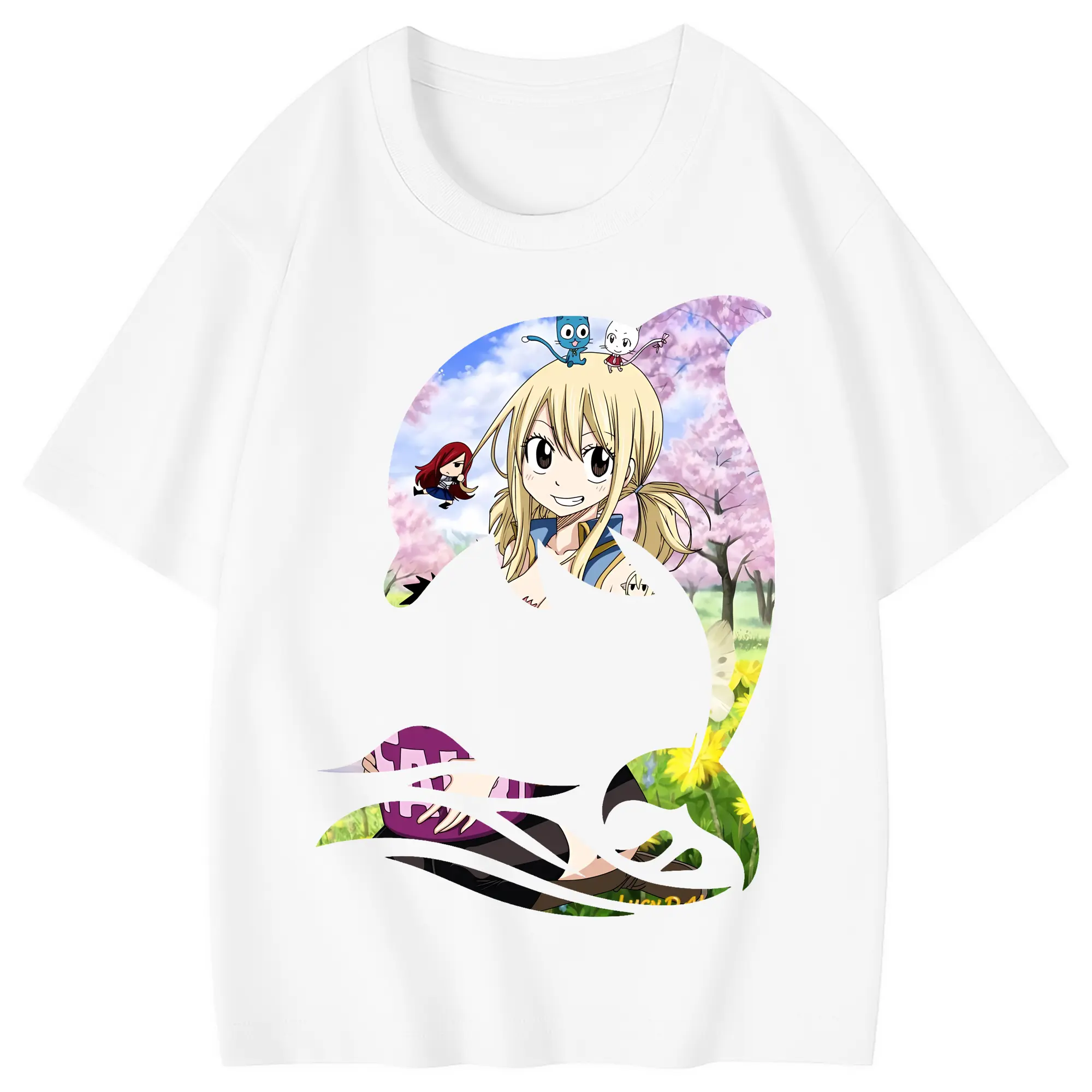 フェアリーテイル グッズ ルーシィ・ハートフィリア - 綿100％ キッズTシャツ ・ フロントプリント ・ 快適 通気性 ・ スポーツ カジュアル 散歩用