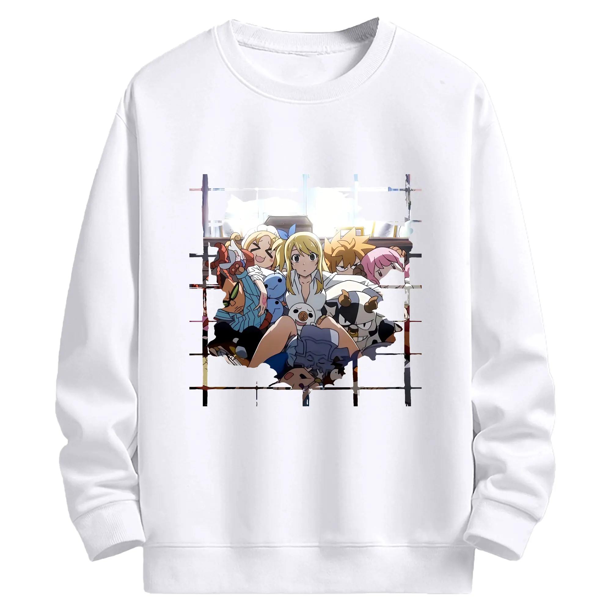 フェアリーテイル グッズ ルーシィ・ハートフィリア - 高品質 クルーネック スウェット ・ コットン59％ ポリエステル41％ ・ ユニセックス 長袖 トレーナー ・ カジュアル デイリー スポーツ 散歩用