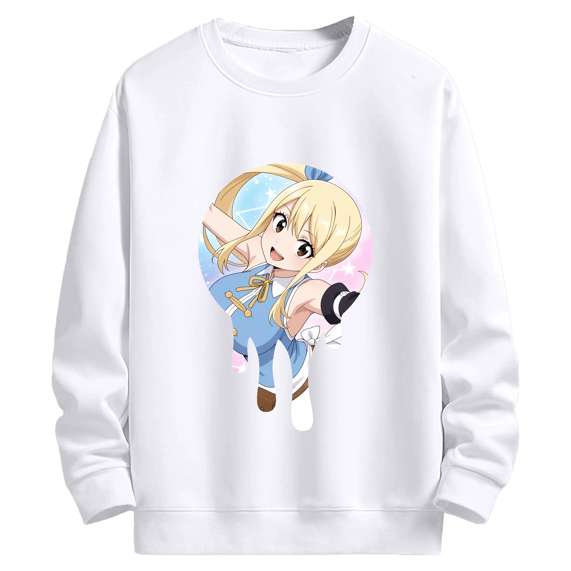 フェアリーテイル グッズ ルーシィ・ハートフィリア - 高品質 クルーネック スウェット ・ コットン59％ ポリエステル41％ ・ ユニセックス 長袖 トレーナー ・ カジュアル デイリー スポーツ 散歩用