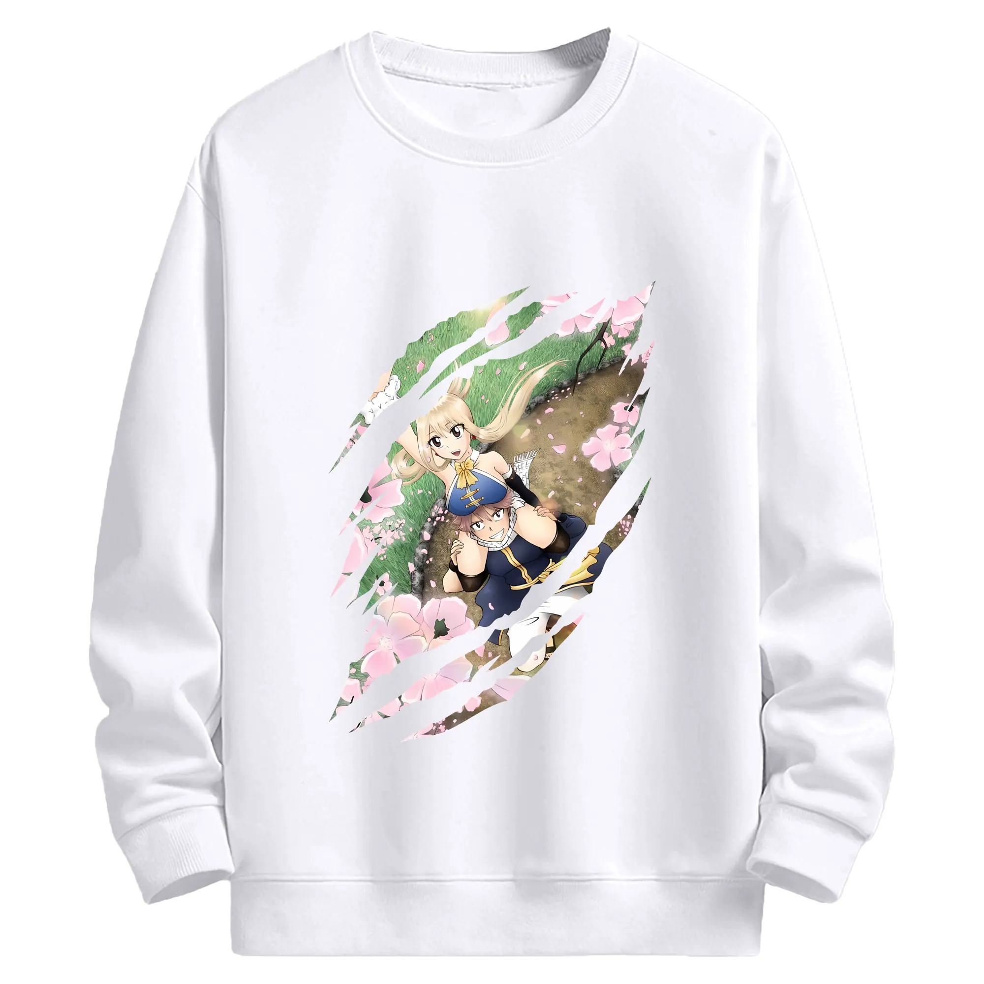 フェアリーテイル グッズ ルーシィ・ハートフィリア - 高品質 クルーネック スウェット ・ コットン59％ ポリエステル41％ ・ ユニセックス 長袖 トレーナー ・ カジュアル デイリー スポーツ 散歩用