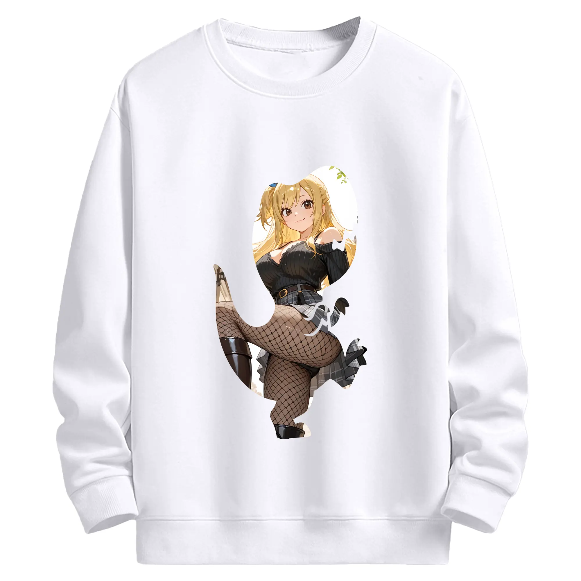 フェアリーテイル グッズ ルーシィ・ハートフィリア - 高品質 クルーネック スウェット ・ コットン59％ ポリエステル41％ ・ ユニセックス 長袖 トレーナー ・ カジュアル デイリー スポーツ 散歩用